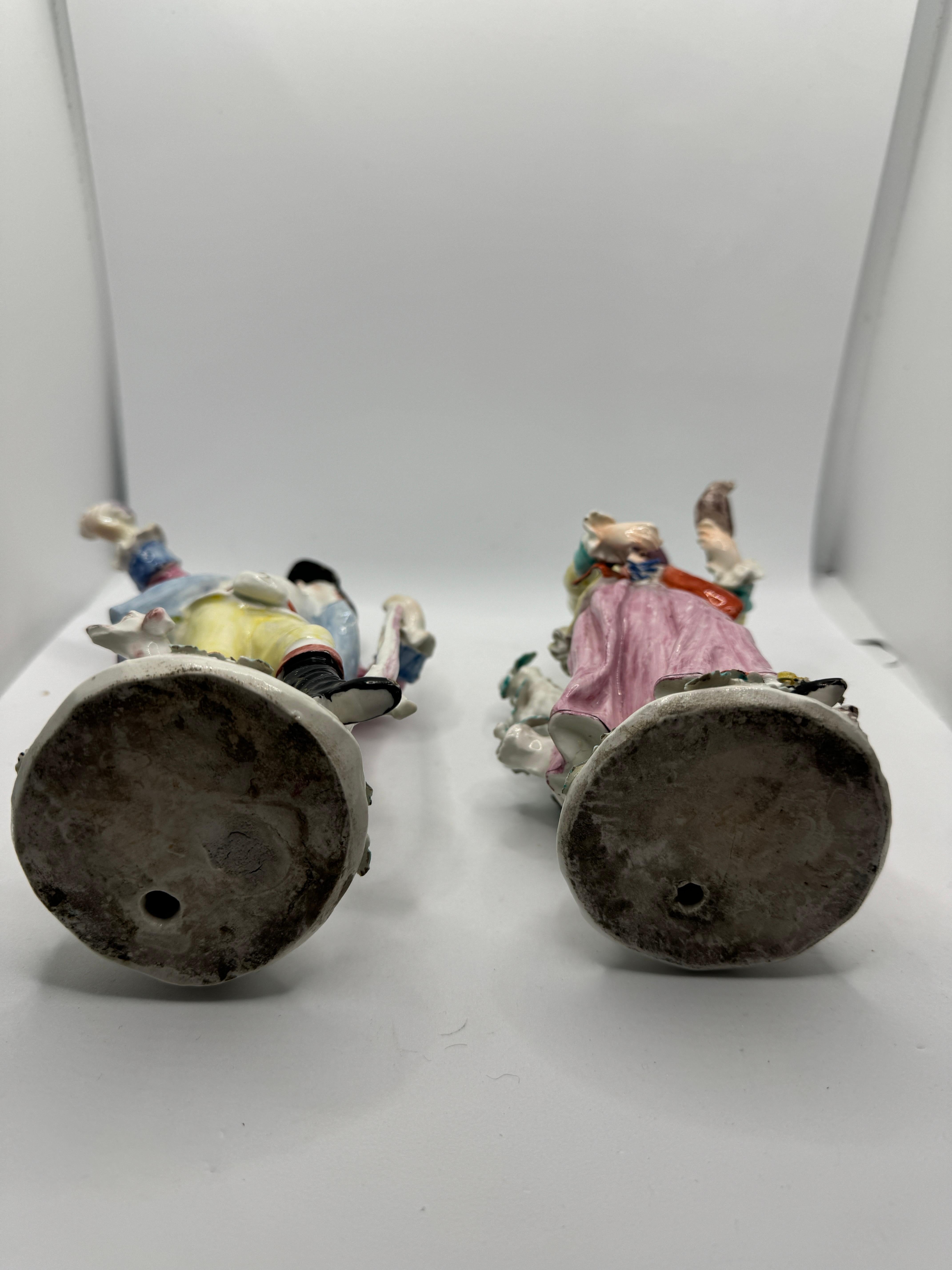 Pair of 18th Century Bow Figures of Hunter and Companion 1