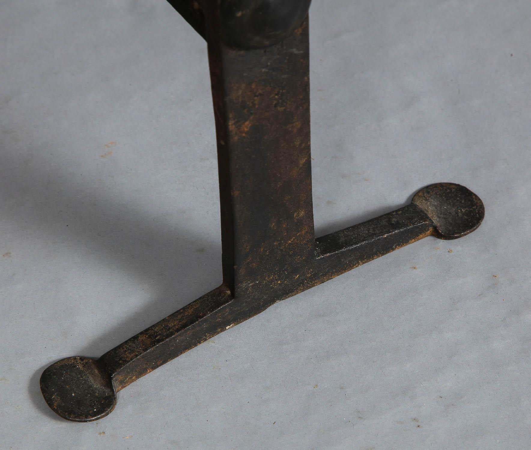 Pair of 18th Century Brass and Iron Andirons 3