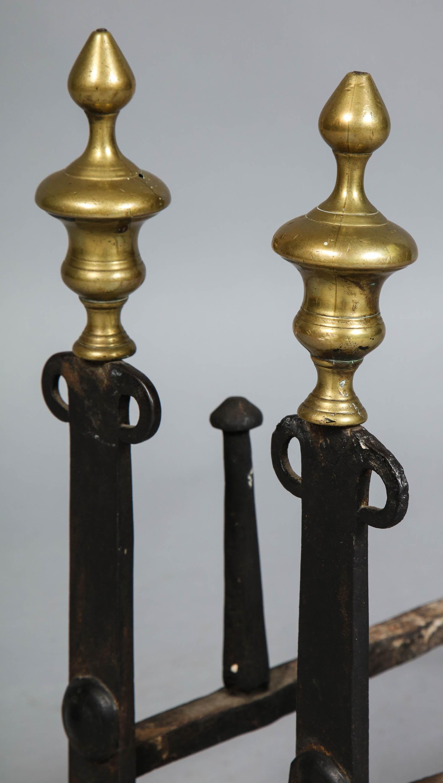 Pair of 18th Century Brass and Iron Andirons 5
