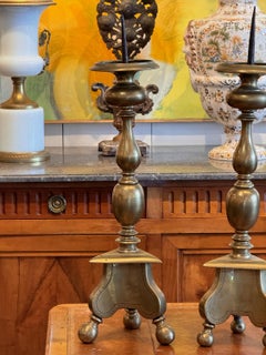 Pair of 18th Century Brass Prickets