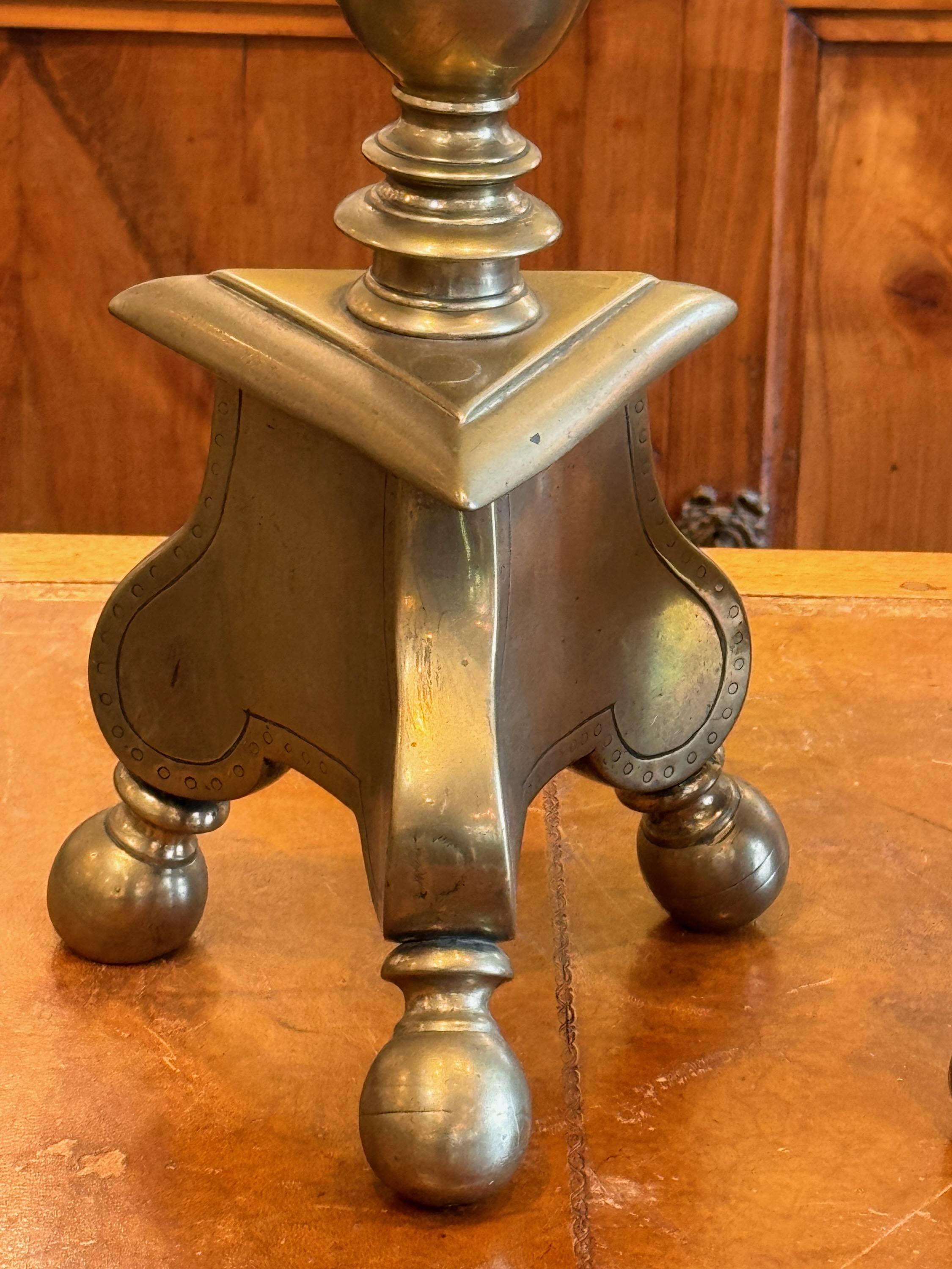 Pair of 18th Century Brass Prickets In Good Condition For Sale In Charlottesville, VA
