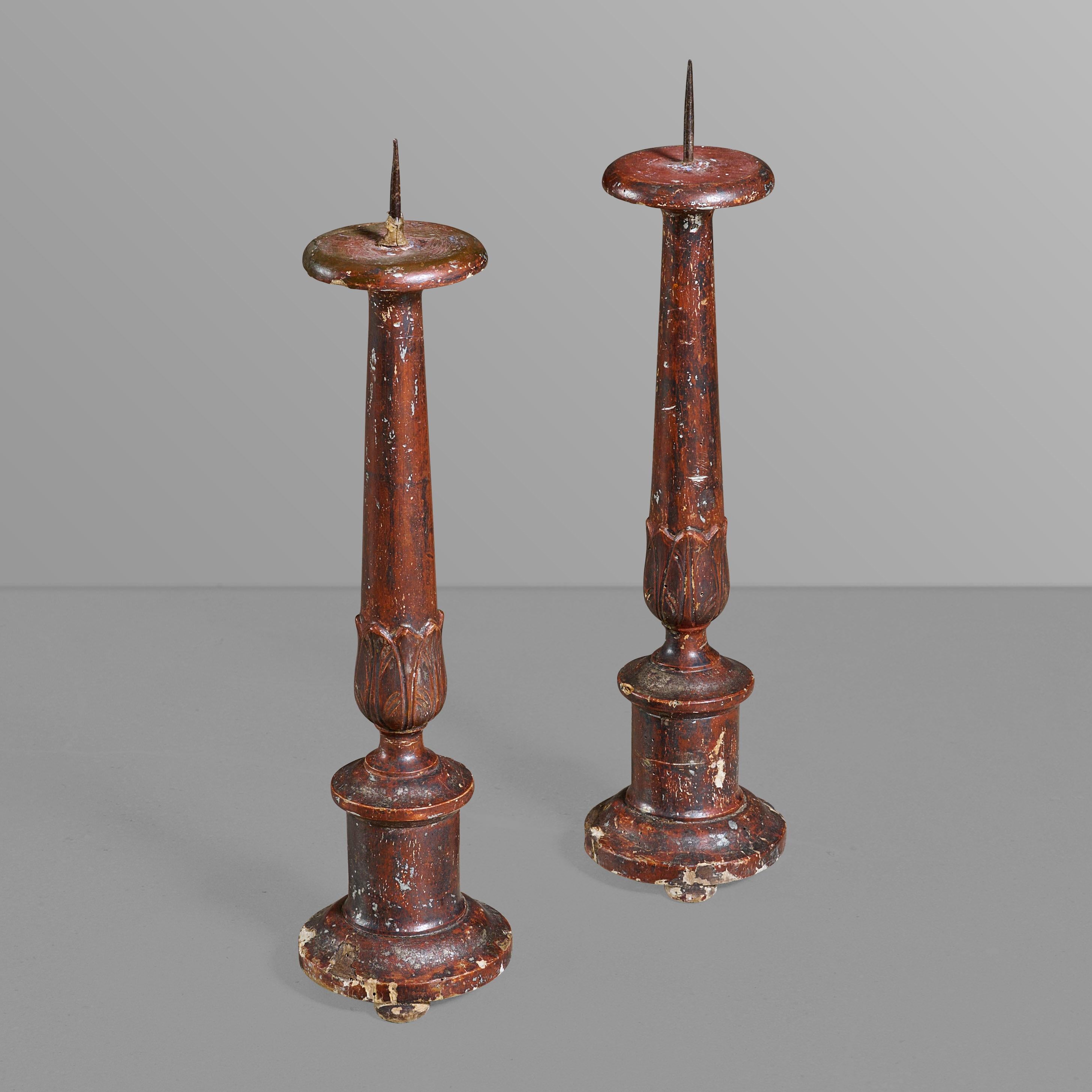 Italian Pair of 18th Century Candle Sticks For Sale