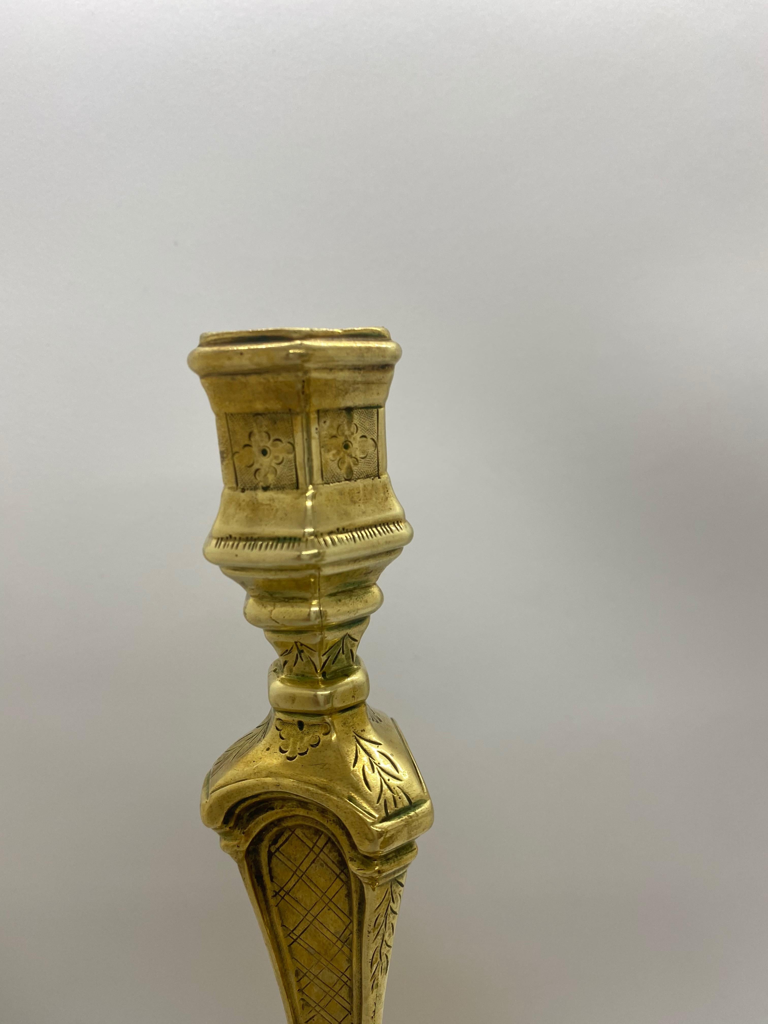 Pair of 18th Century Candlesticks, Brass 1