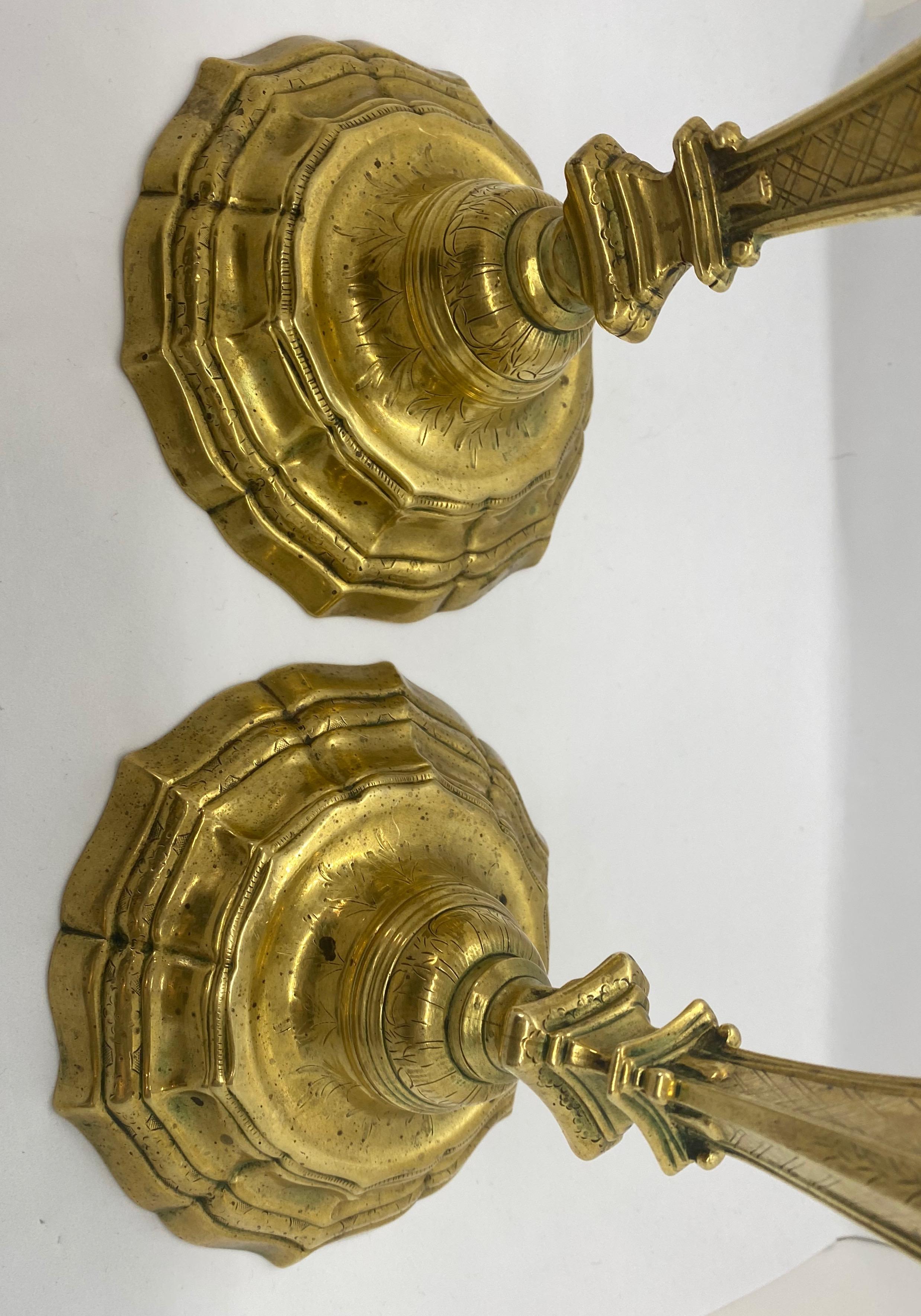 Pair of 18th Century Candlesticks, Brass 3