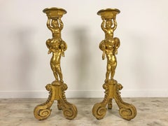 Pair of 18th Century Carved and Gilded Wood Guéridons