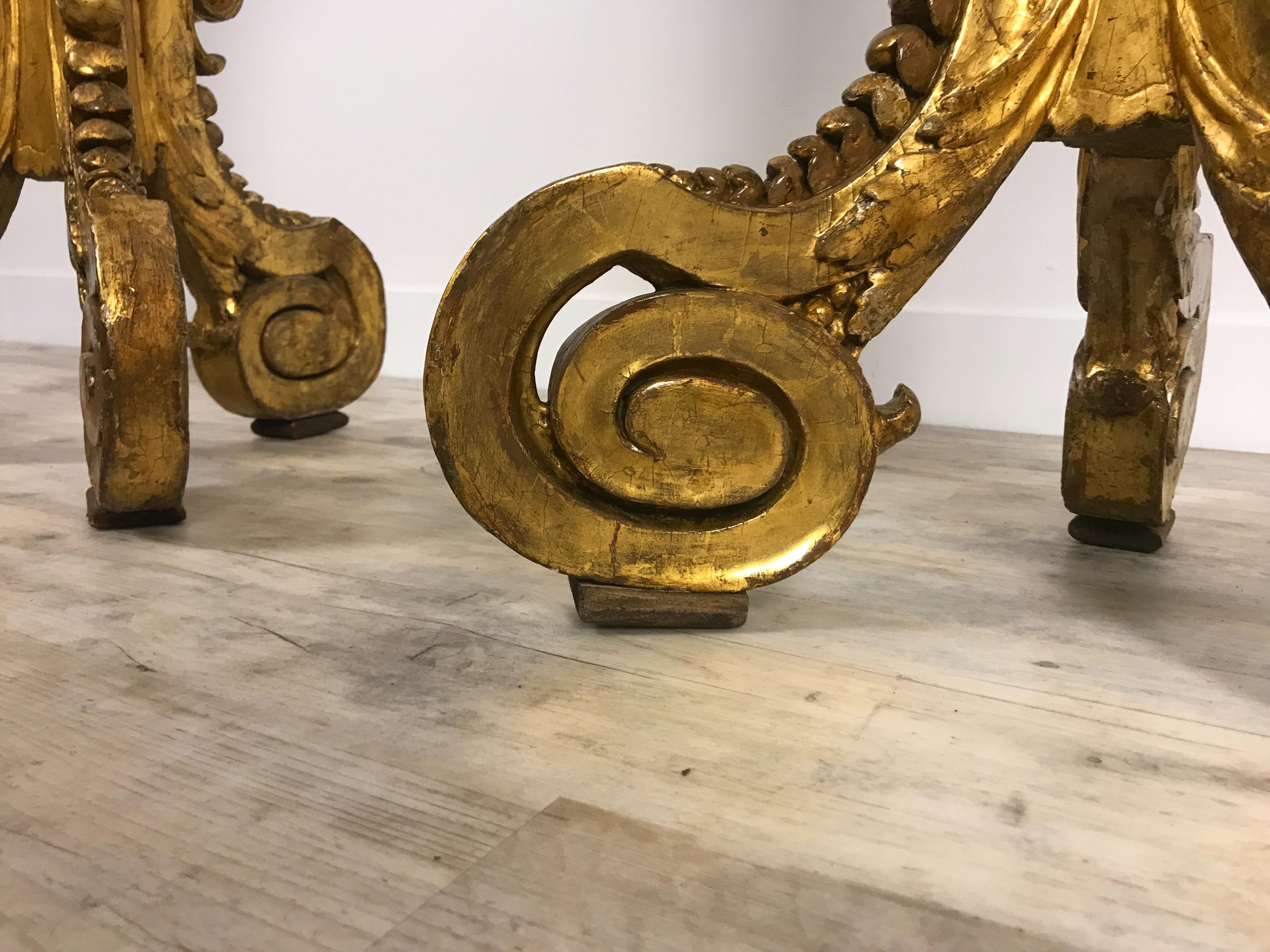 Pair of 18th Century Carved and Gilded Wood Guéridons 2