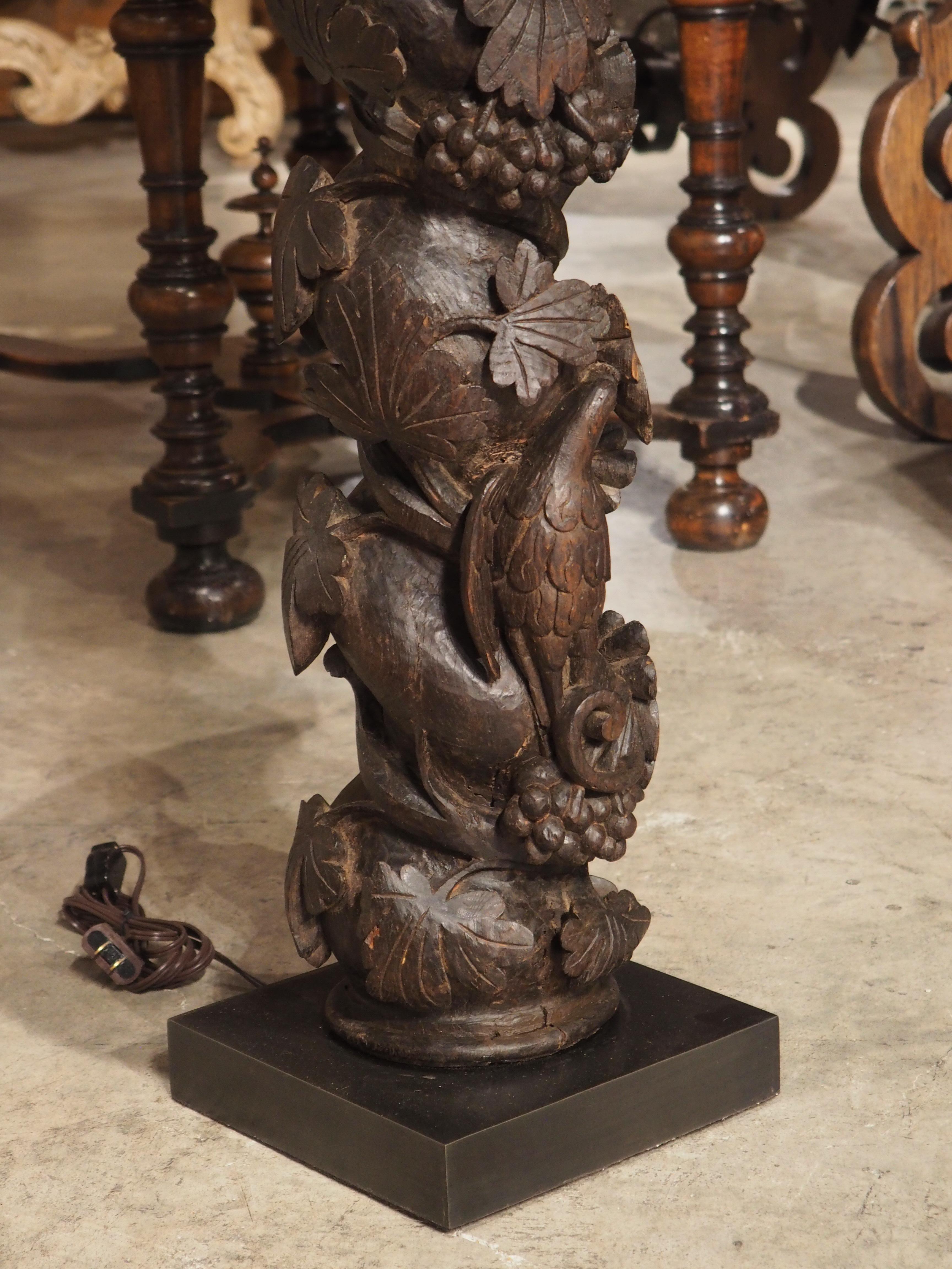 Pair of 18th Century Carved Chestnut Solomonic Column Lamps from Portugal For Sale 2