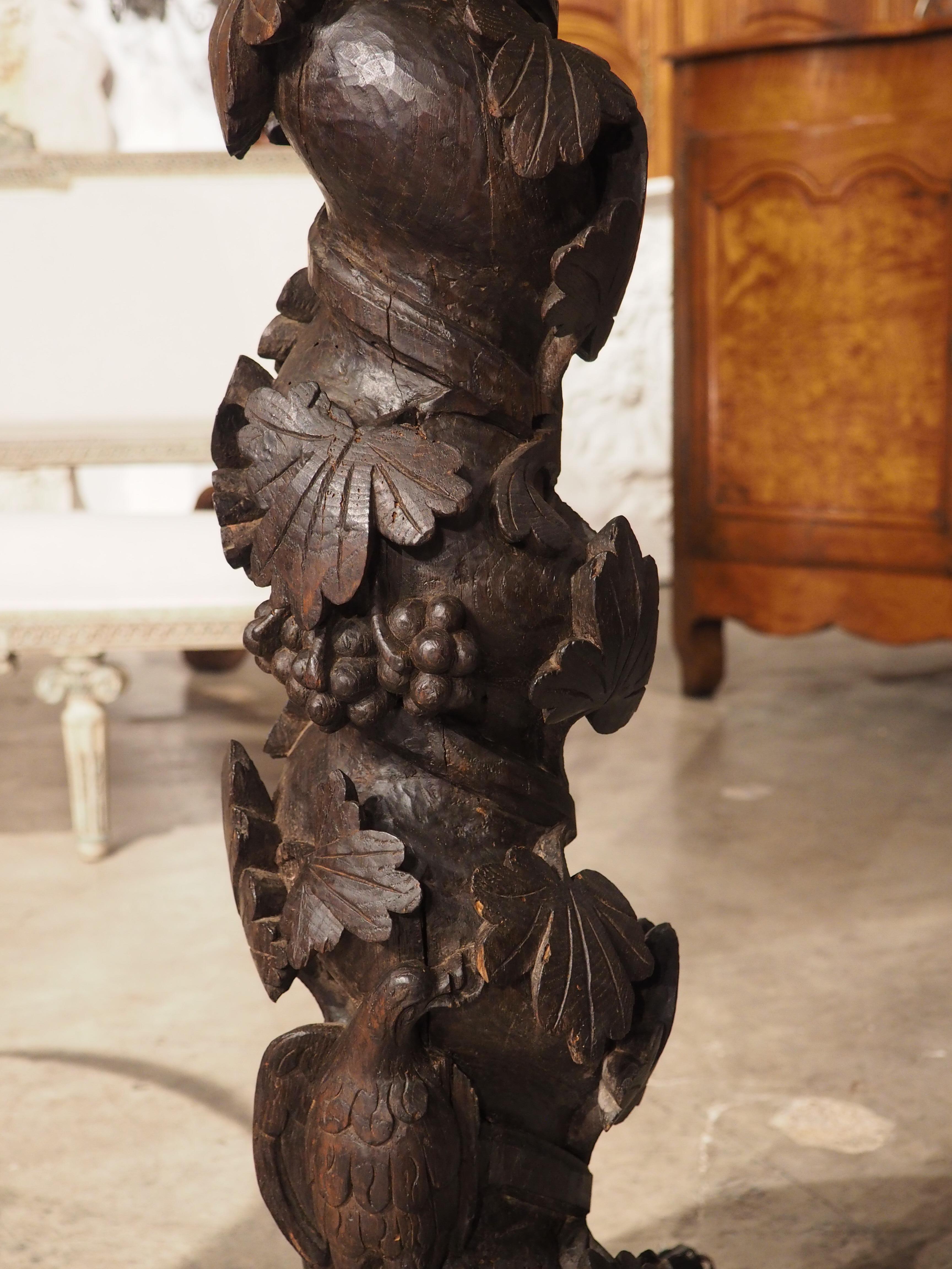 18th Century and Earlier Pair of 18th Century Carved Chestnut Solomonic Column Lamps from Portugal For Sale