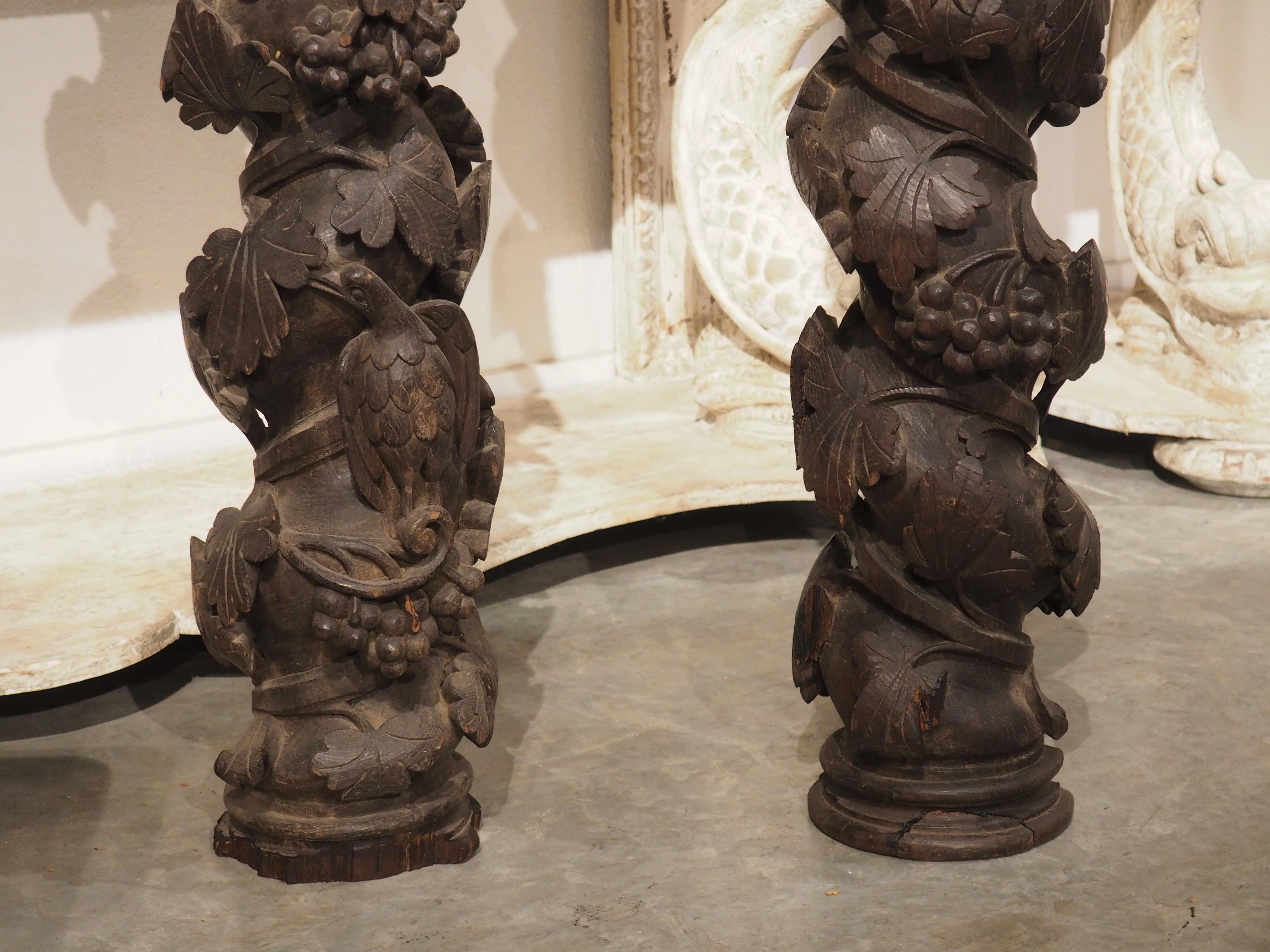 Pair of 18th Century Carved Chestnut Solomonic Columns from Portugal For Sale 12