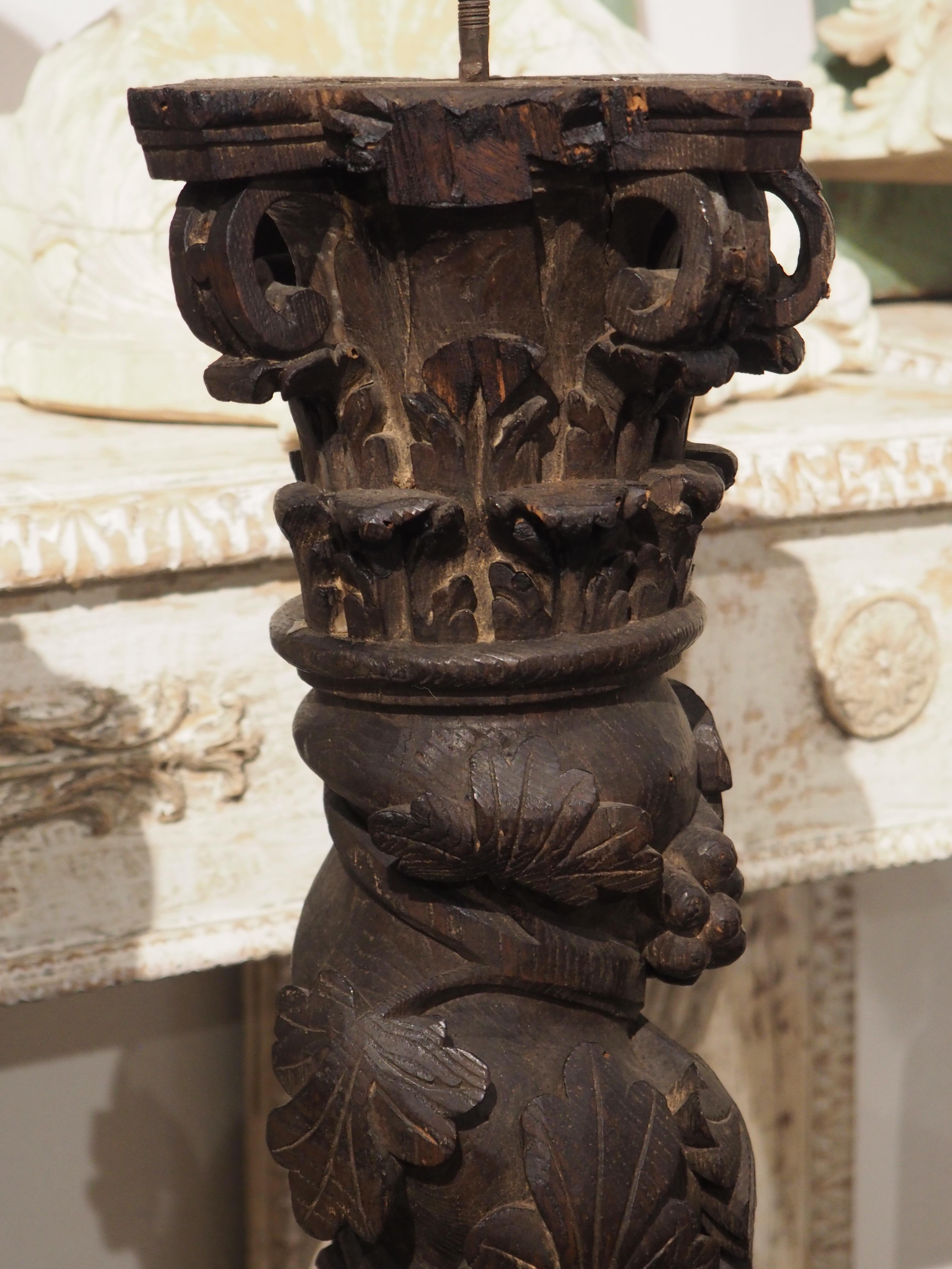 Pair of 18th Century Carved Chestnut Solomonic Columns from Portugal In Good Condition For Sale In Dallas, TX
