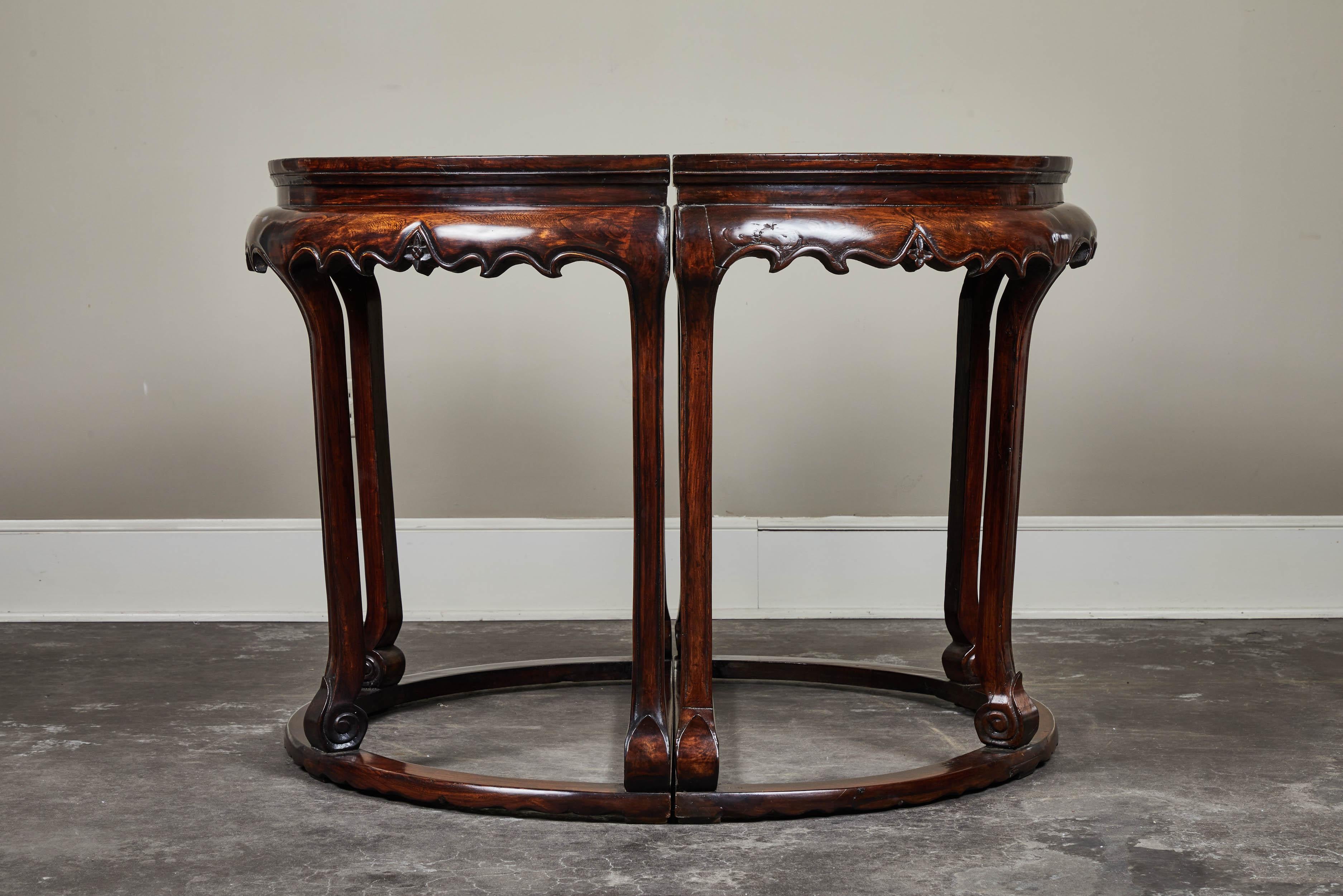 Pair of 18th Century Carved Demilunes For Sale 1