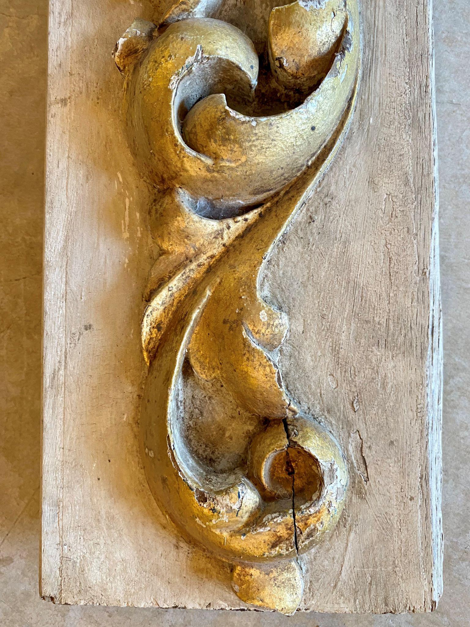 Paar geschnitzte Fragmente auf Ständern aus dem 18.
Holz geschnitzt Vergoldete Schnecke Akanthusblatt architektonische Verzierung montiert auf Holz und Granit Stein steht.