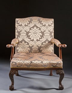 Pair of 18th Century Carved Mahogany Chippendale Period Gainsborough Armchairs