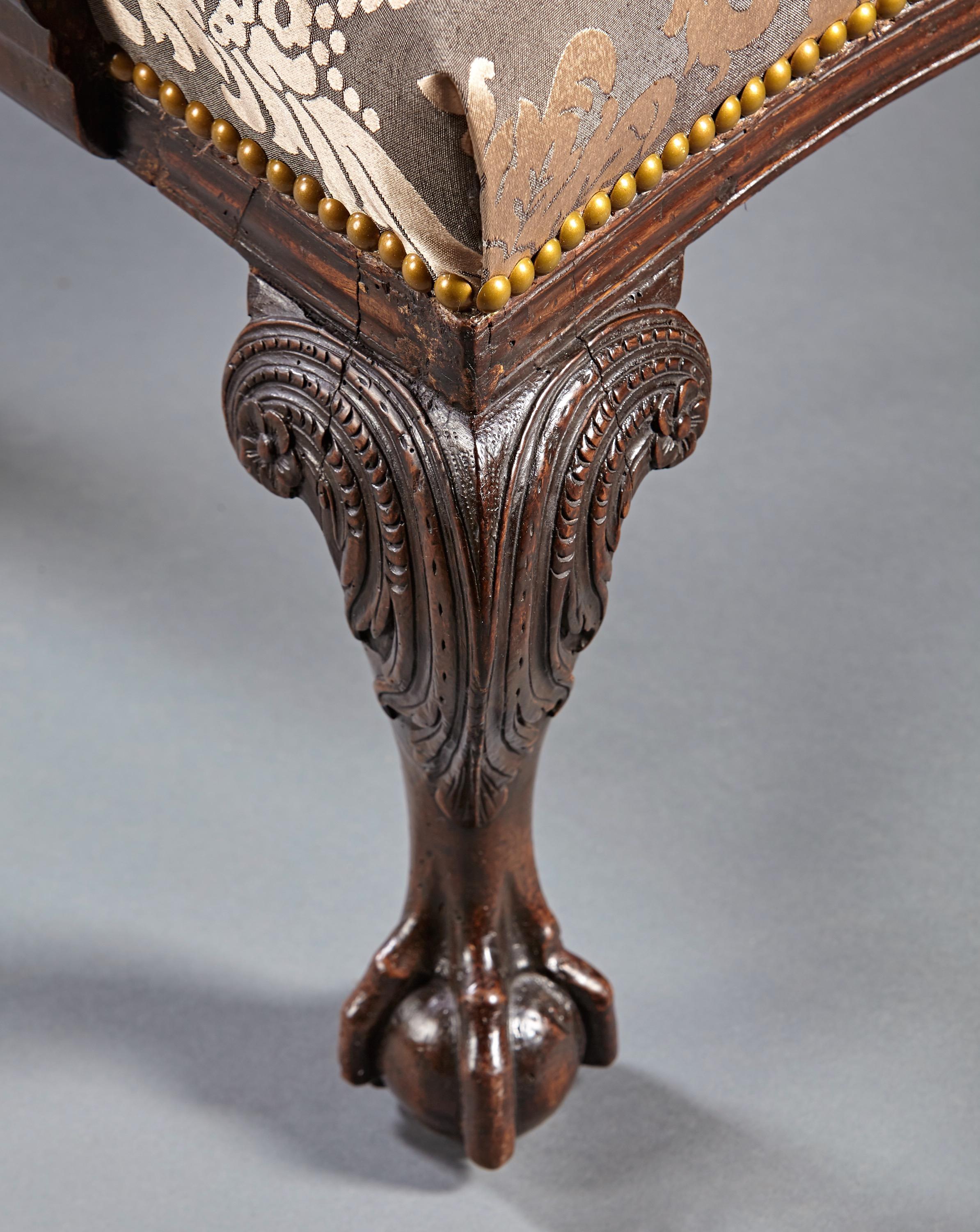 Pair of 18th Century Carved Mahogany Chippendale Period Gainsborough Armchairs For Sale 2