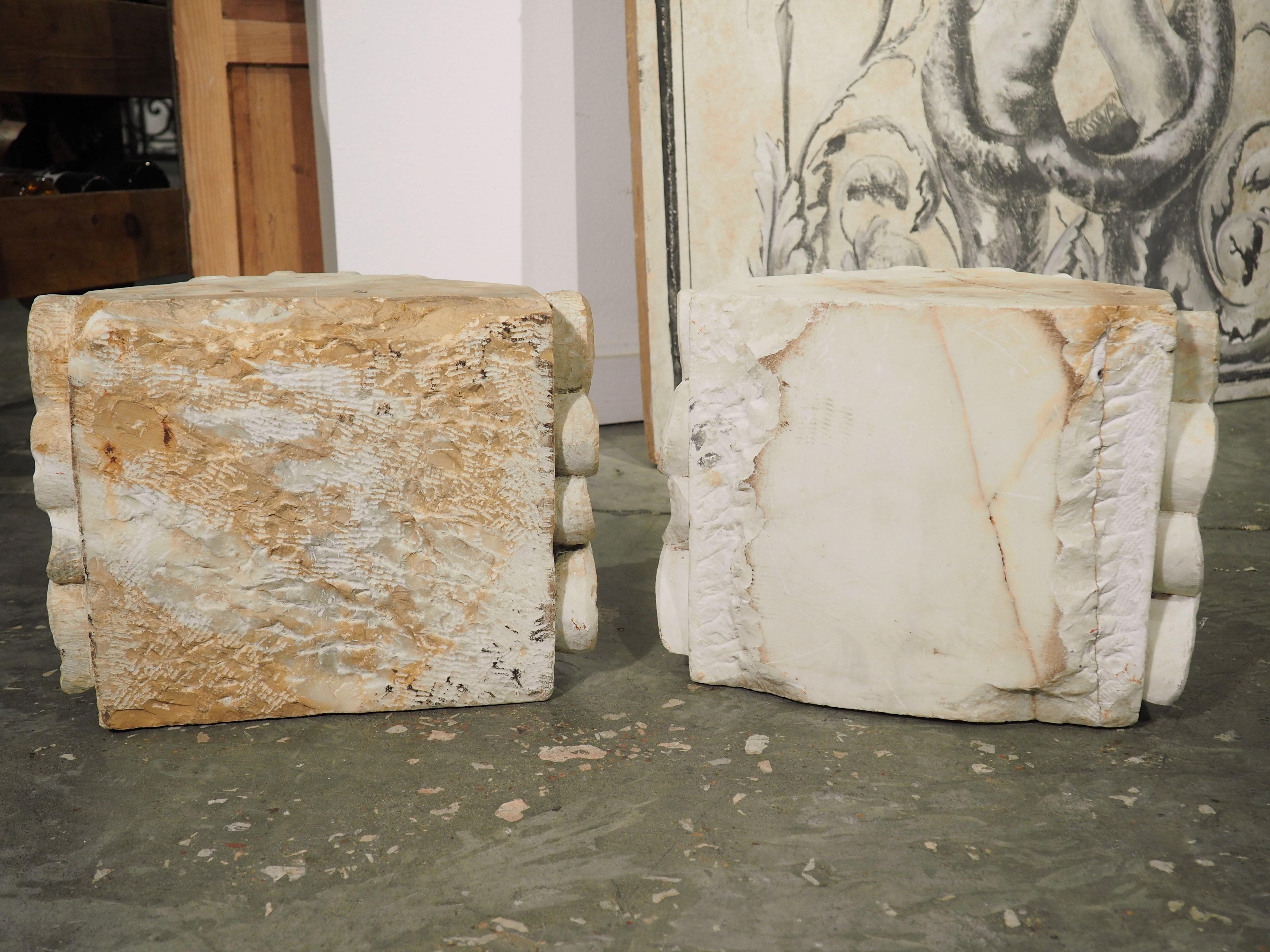 Pair of 18th Century Carved Marble Capitals from Italy 6