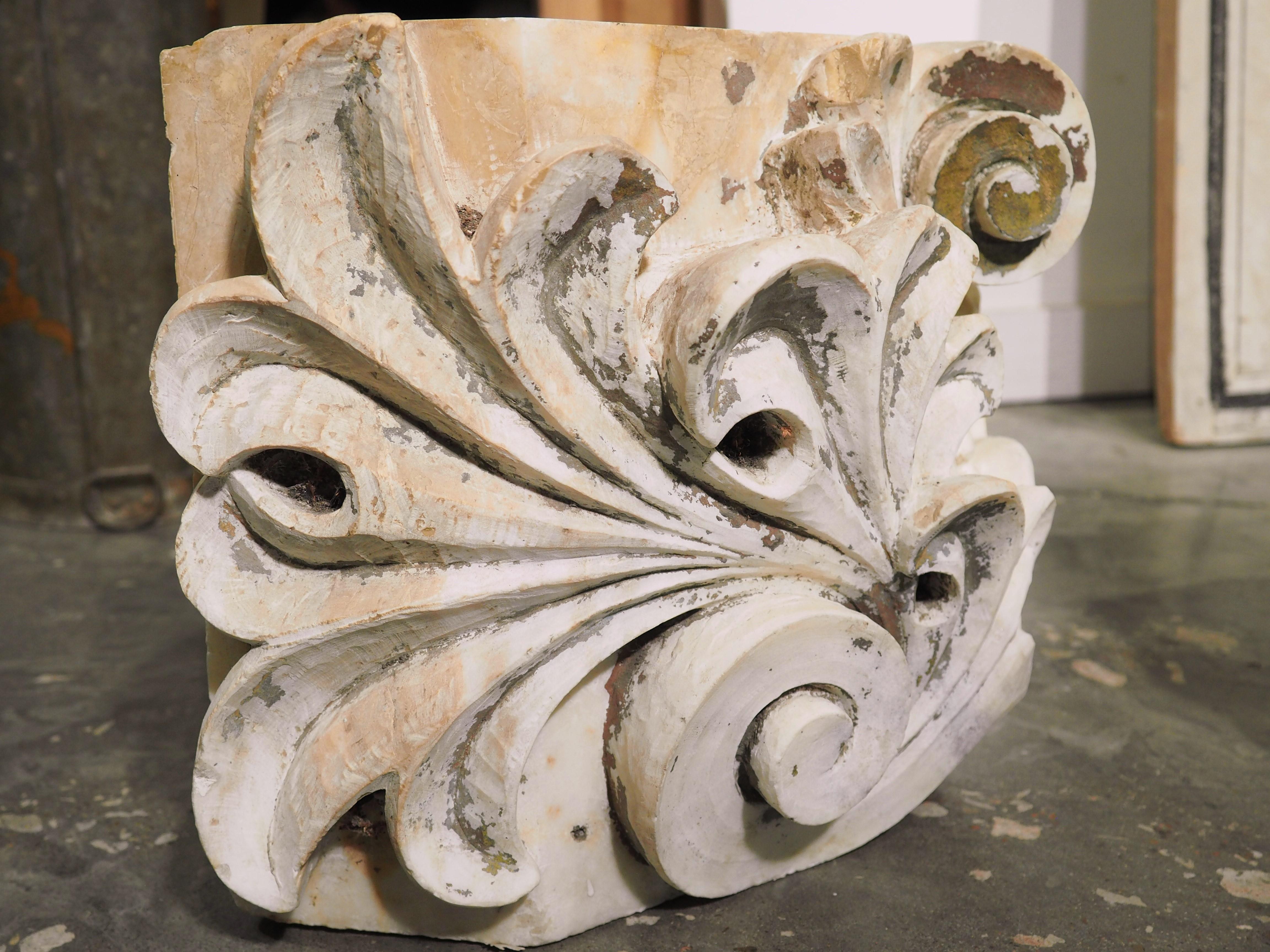 Pair of 18th Century Carved Marble Capitals from Italy 8
