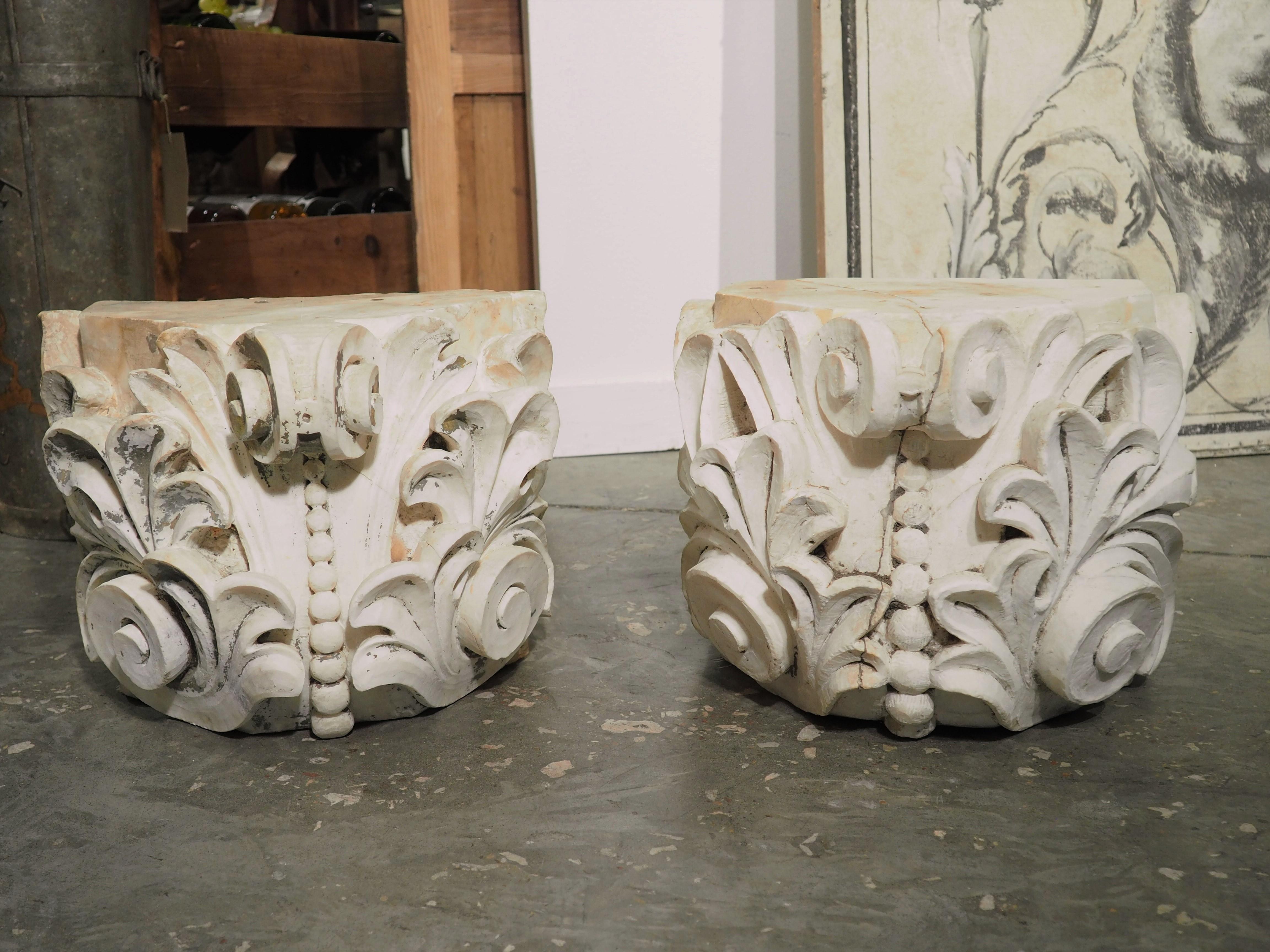 Pair of 18th Century Carved Marble Capitals from Italy 11