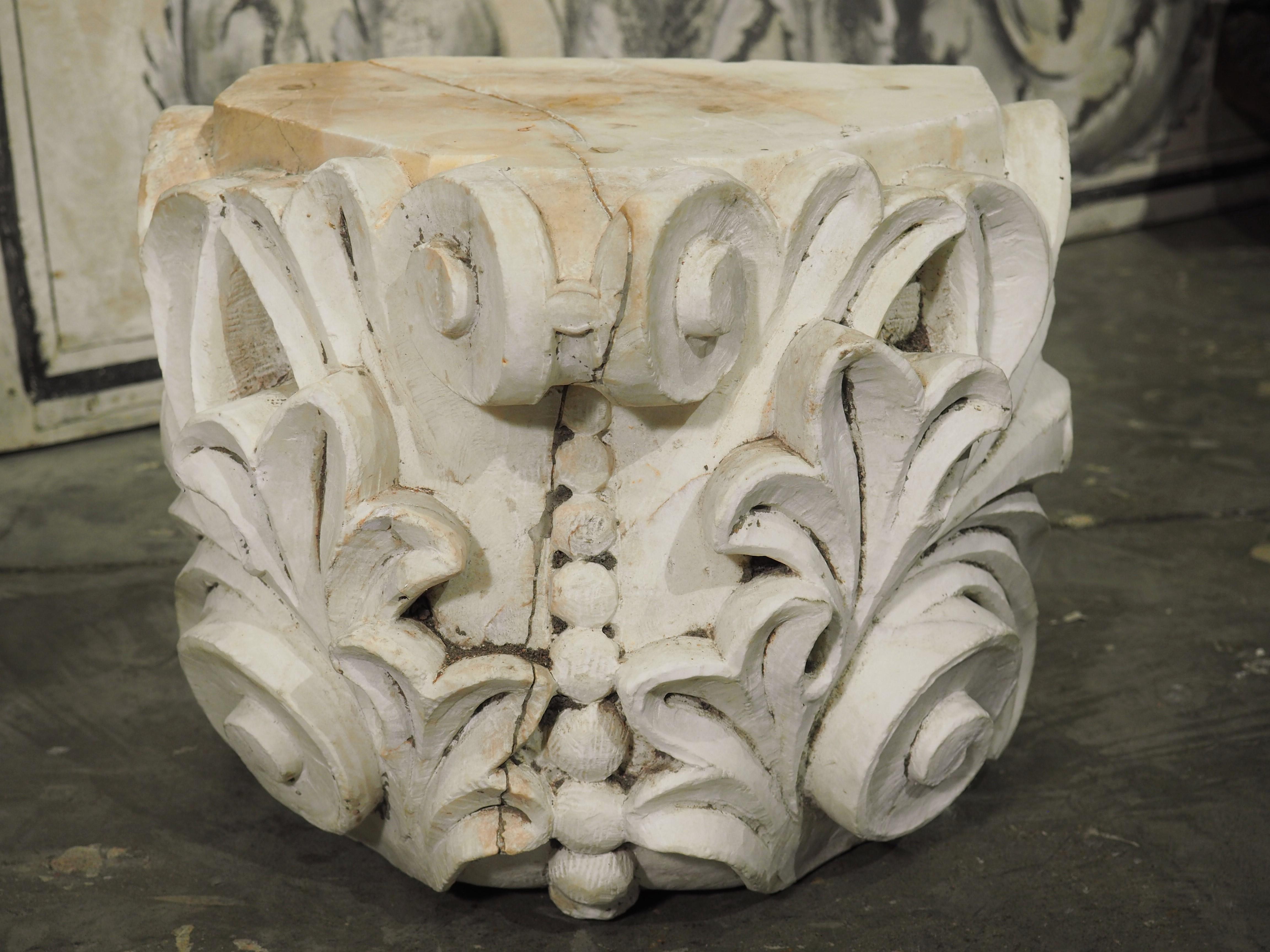 Italian Pair of 18th Century Carved Marble Capitals from Italy