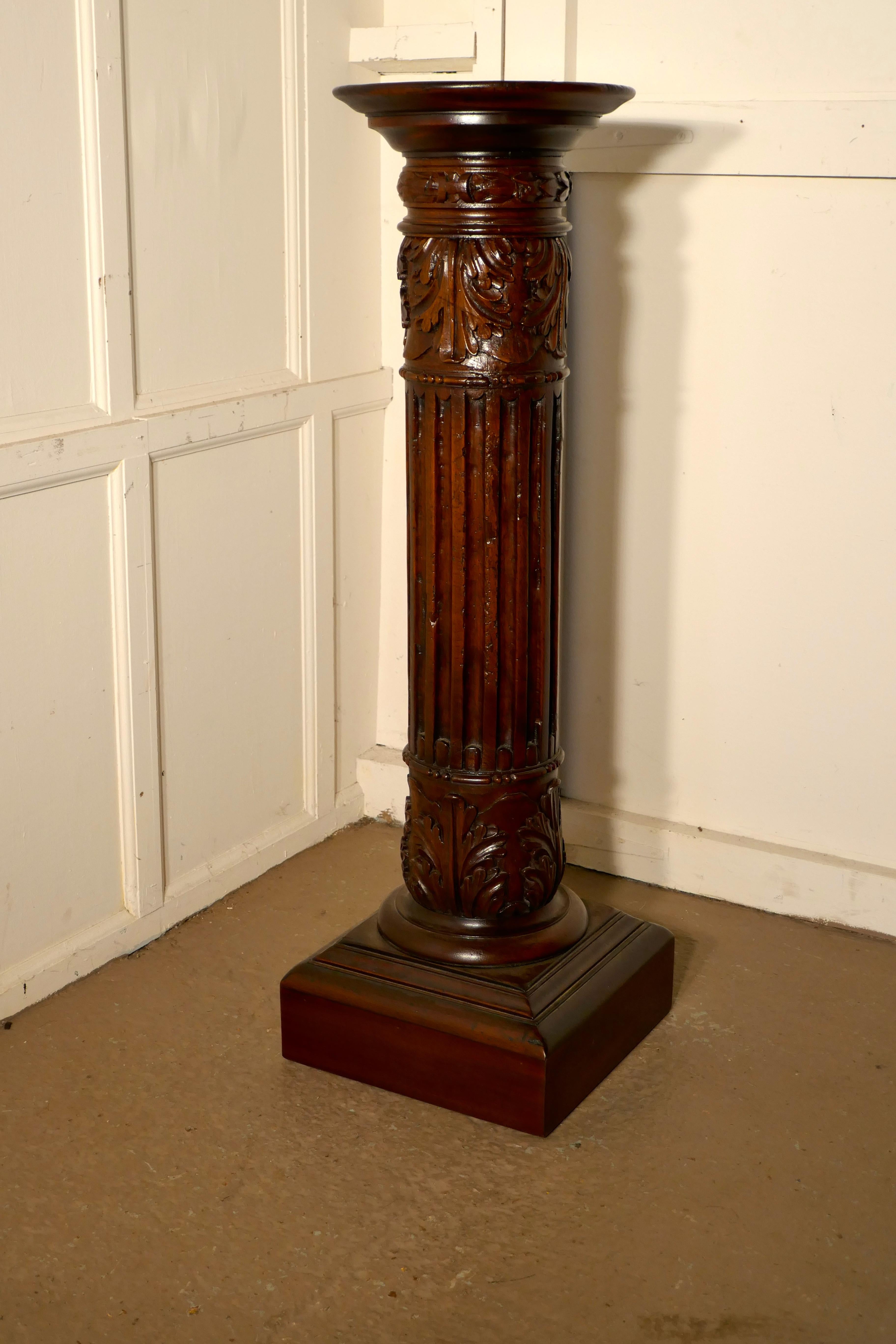 Pair of 18th Century Carved Solid Mahogany Pedestals 6