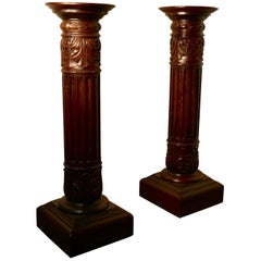 Pair of 18th Century Carved Solid Mahogany Pedestals