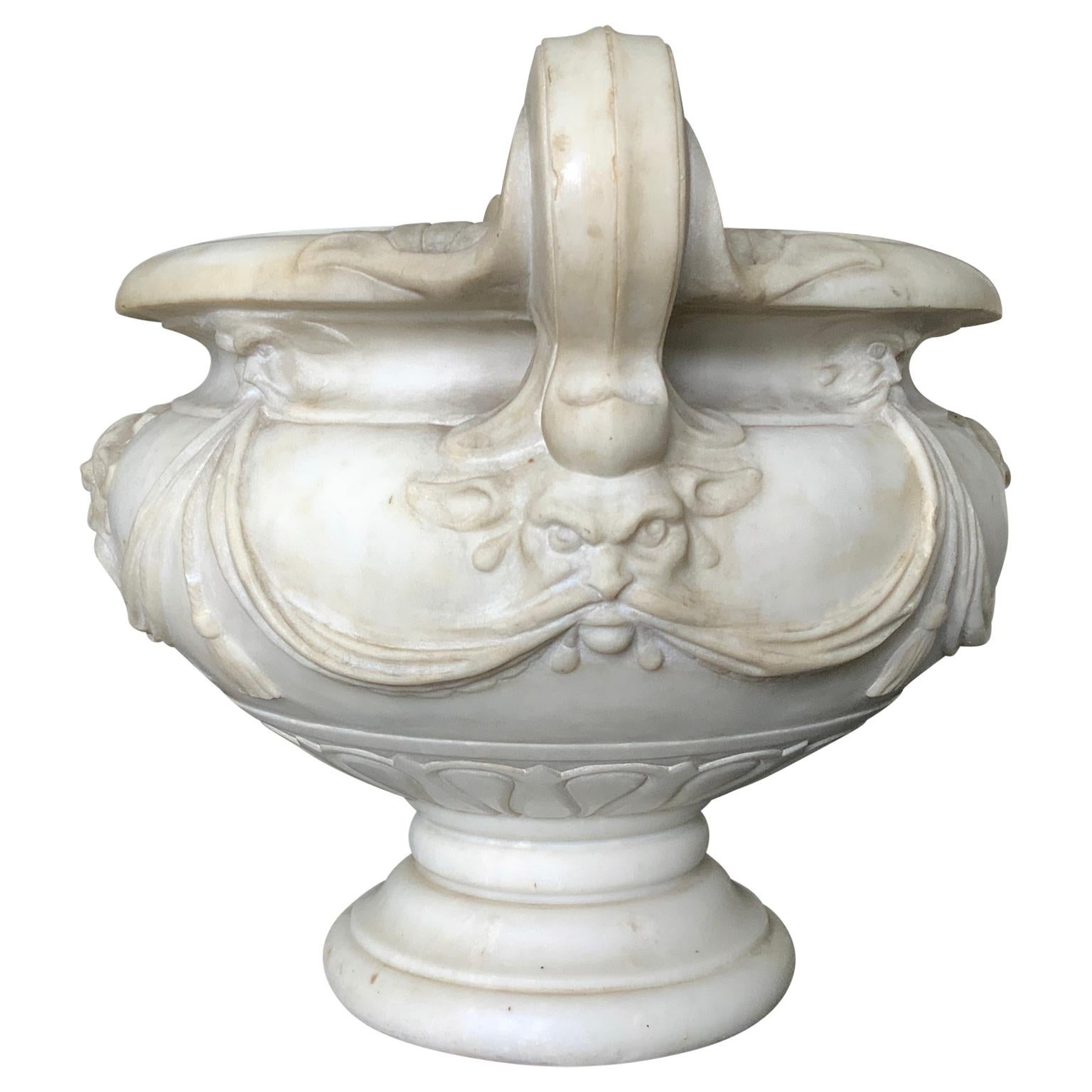Pair of 18th Century Carved White Marble Garden Urns, Italy 2