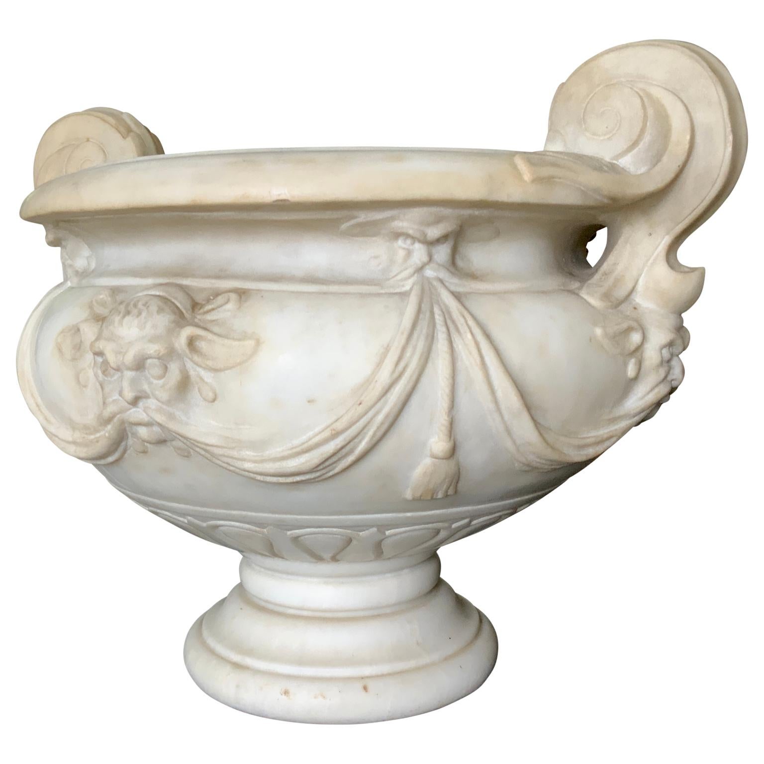Pair of 18th Century Carved White Marble Garden Urns, Italy 3