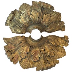 Pair of 18th Century Carved Wood Gold Leaf Fan