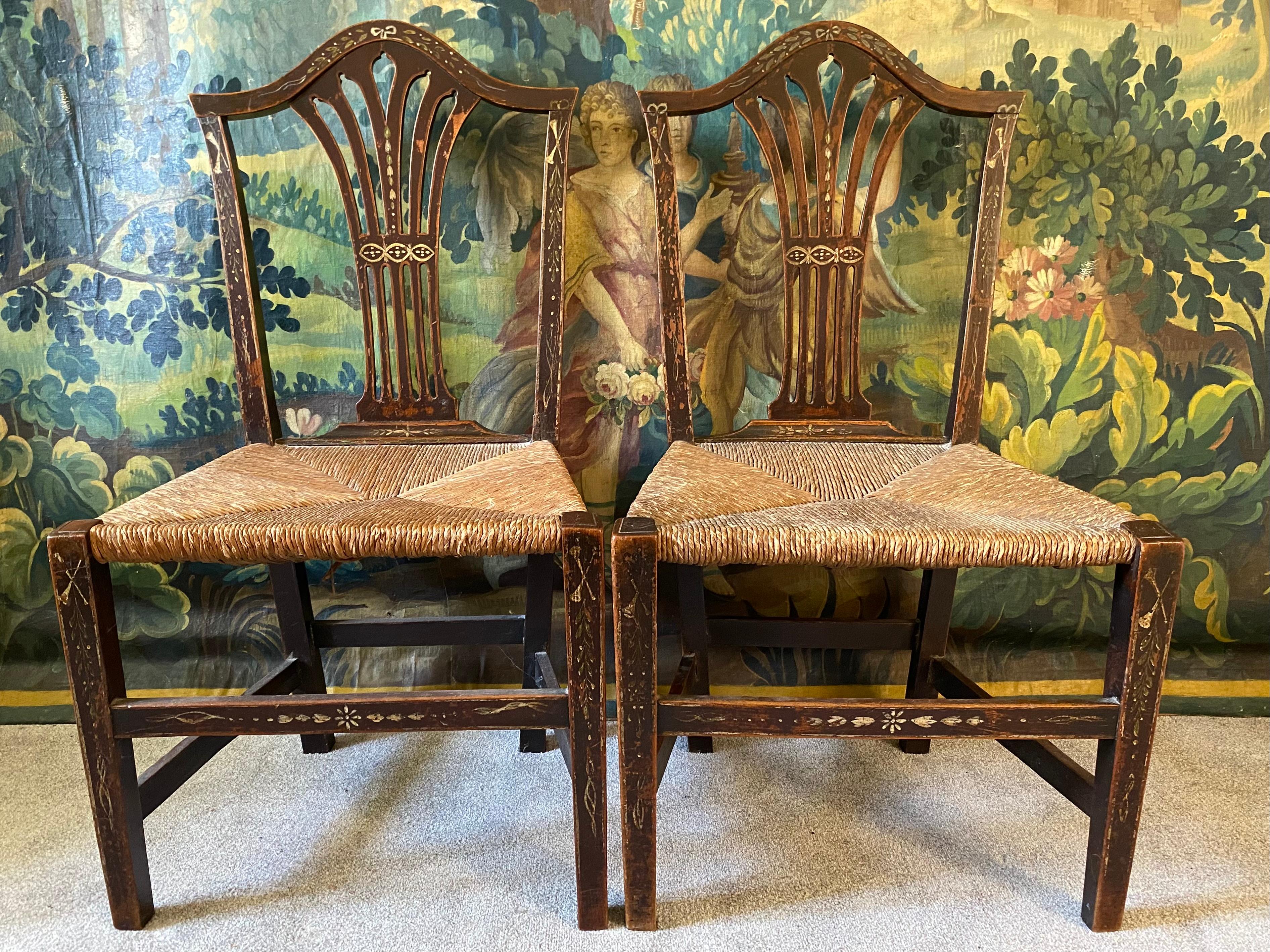 Hepplewhite Pair of 18th Century Chairs For Sale