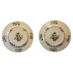 Antique Pair of 18th Century China East India Company Porcelain Plates