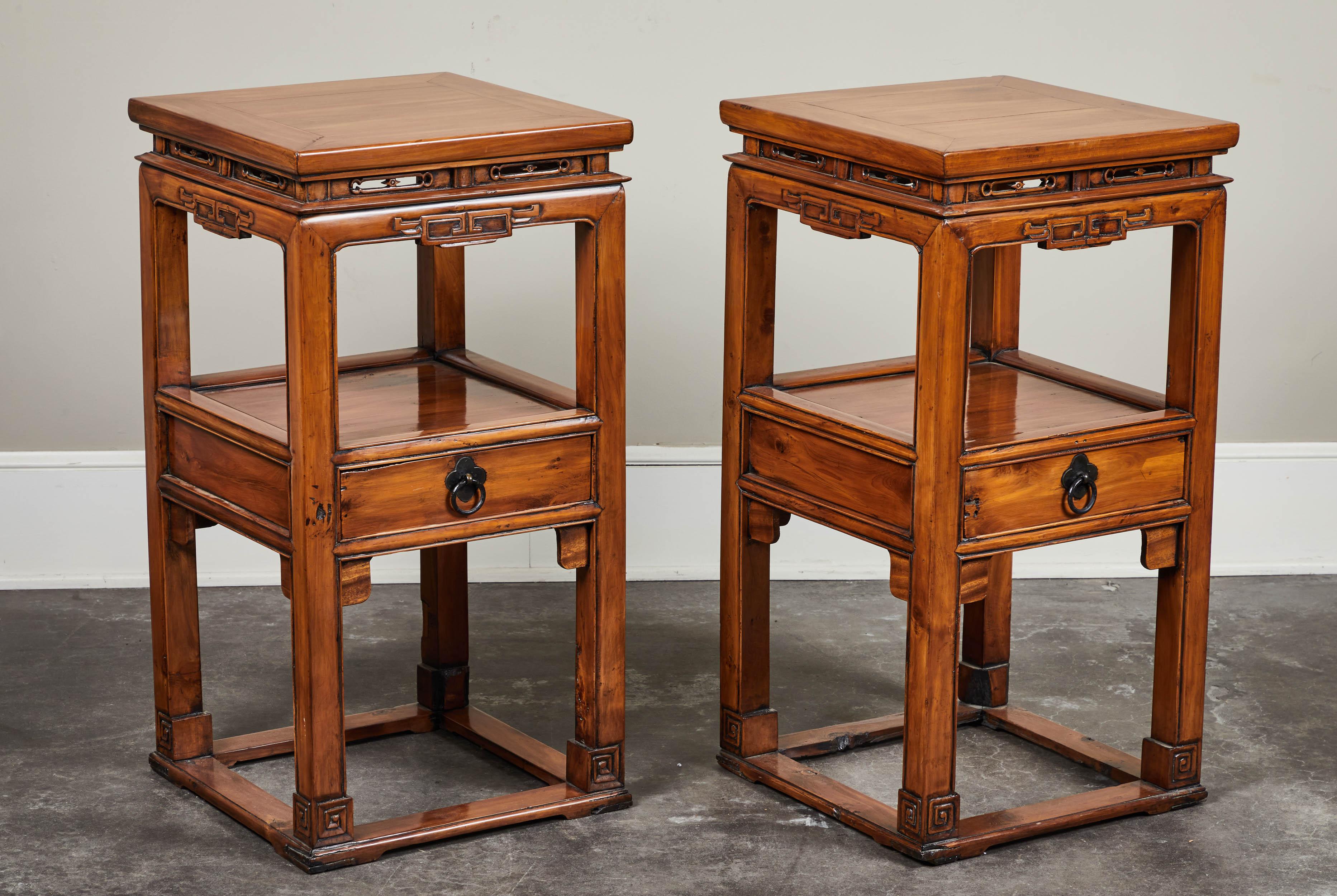 Pair of 18th Century Chinese Cedar Tea Tables 3