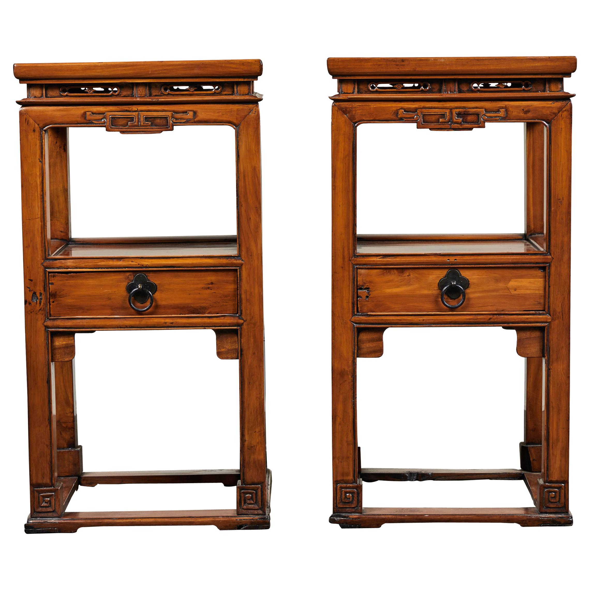 Pair of 18th Century Chinese Cedar Tea Tables