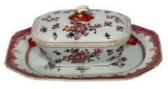 Pair of 18th Century Chinese Export Famille Rose Sauce Tureens