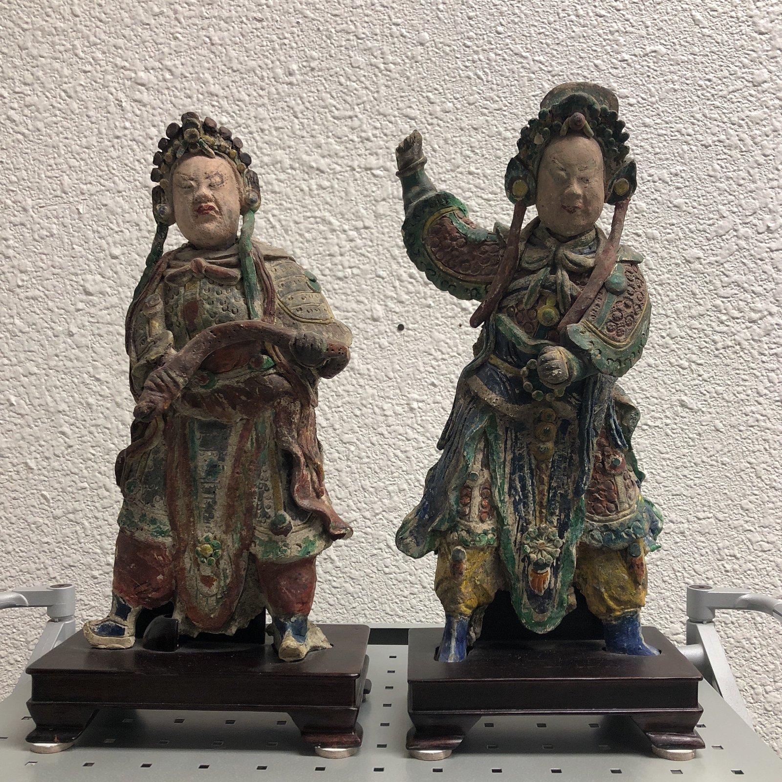 18th Century and Earlier Pair of 18th Century Chinese Funerary Palace Guards For Sale