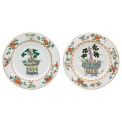 Pair of 18th Century Chinese & Meissen Famille Verte Porcelain Plates