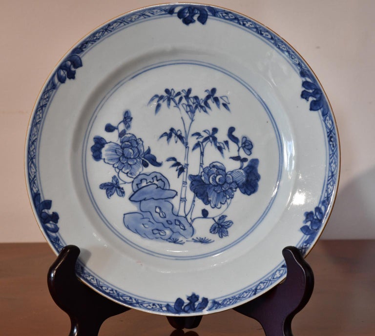 Pair of 18th Century Chinese Porcelain Blue and White Plates, Qing ...