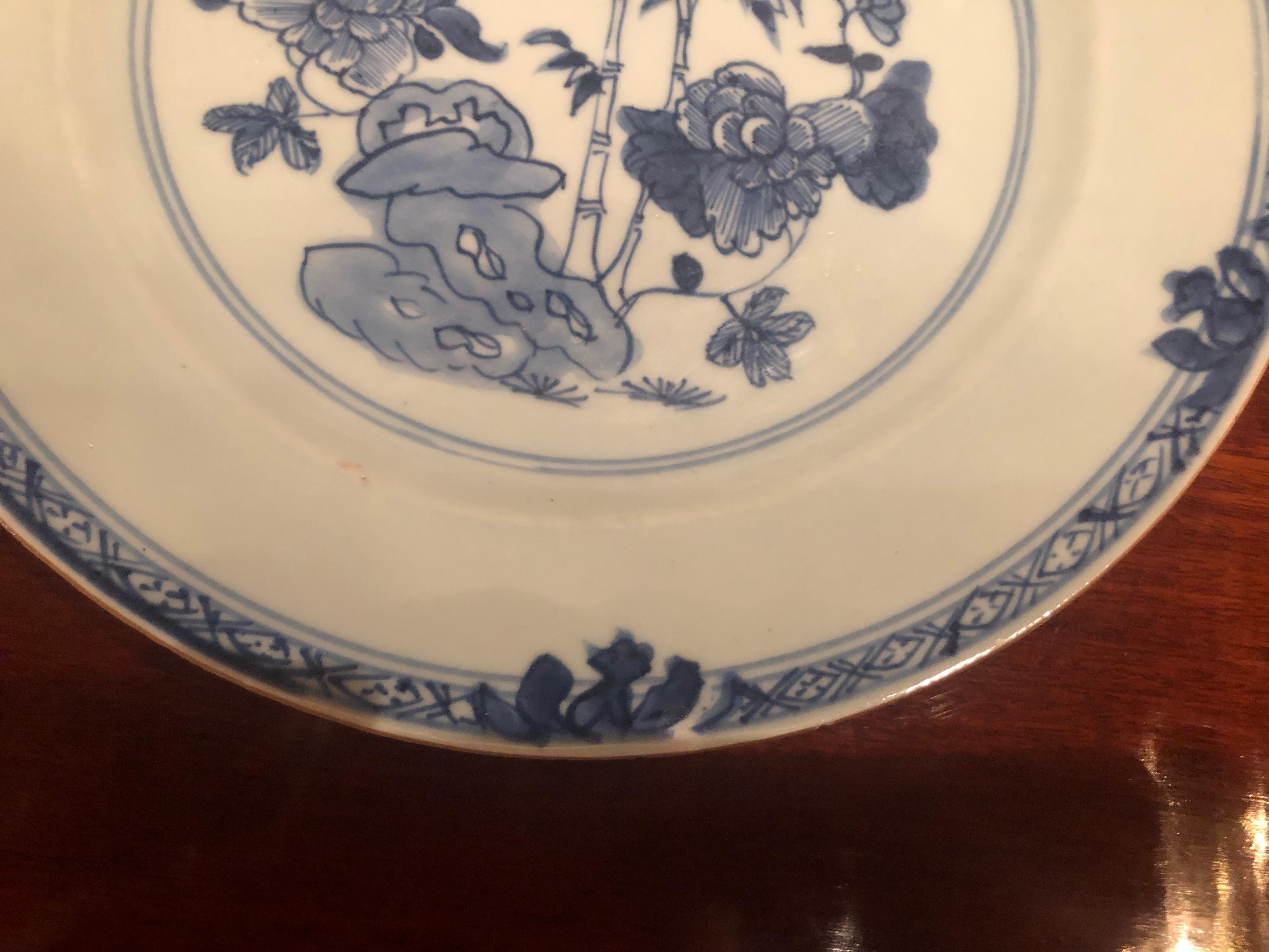 Pair of 18th Century Chinese Porcelain Blue & White Plates, Qing Qianlong 3