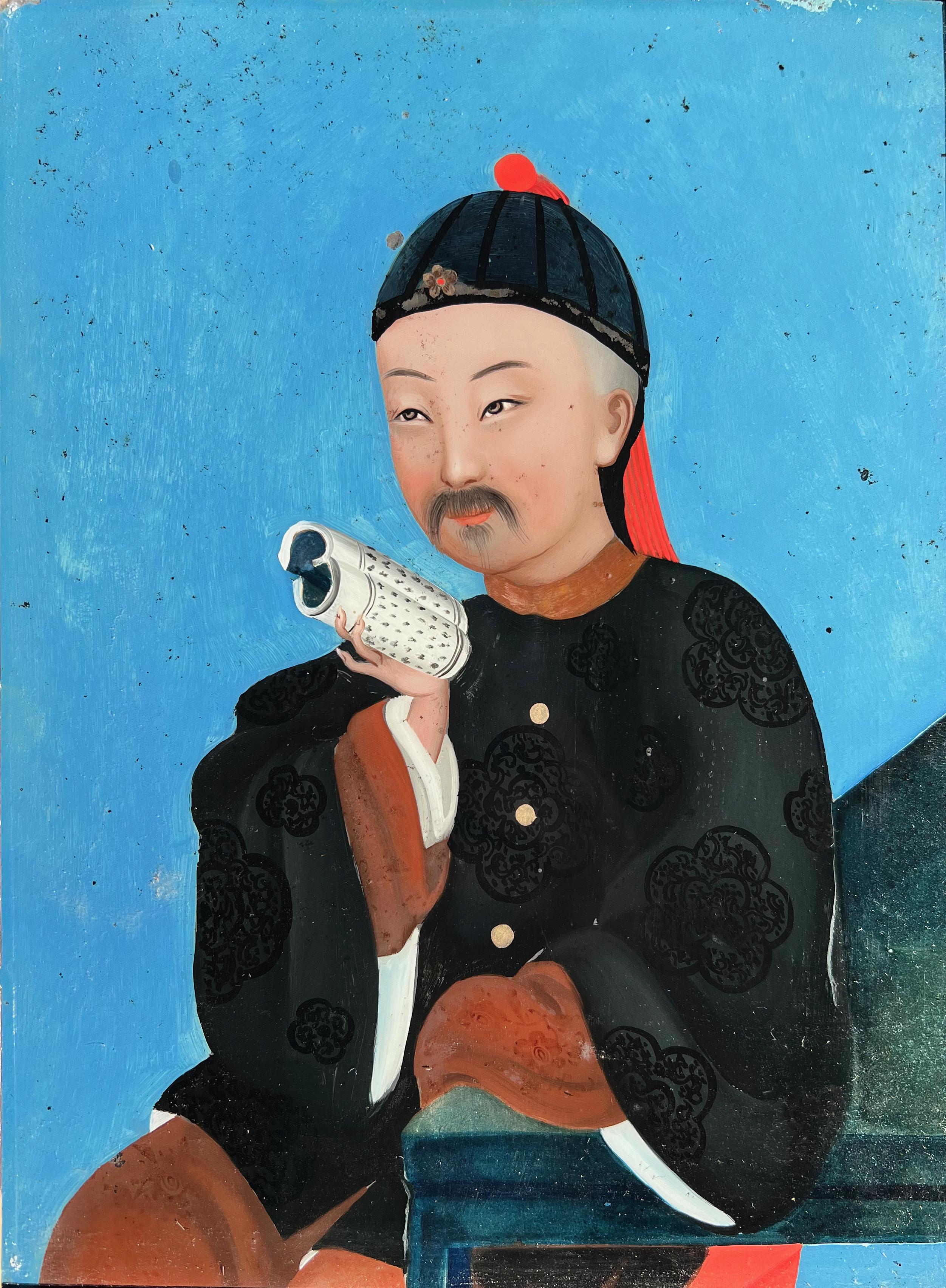 18th Century Chinese Reverse Glass Portraits 1