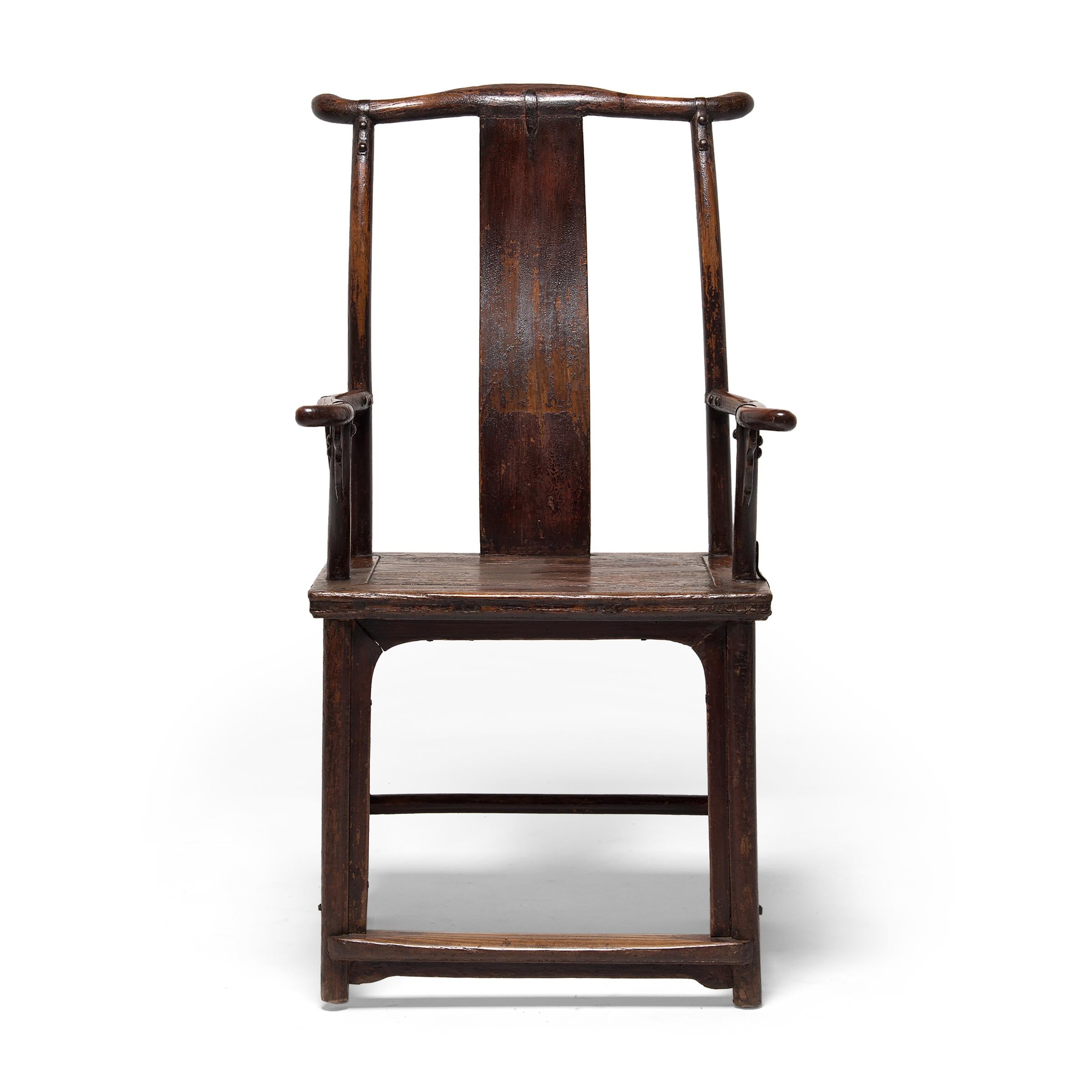 Qing Pair of Chinese Yokeback Chairs, c. 1750 For Sale