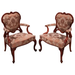 Antique Pair of 18th Century Chippendale Mahogany Library Armchairs