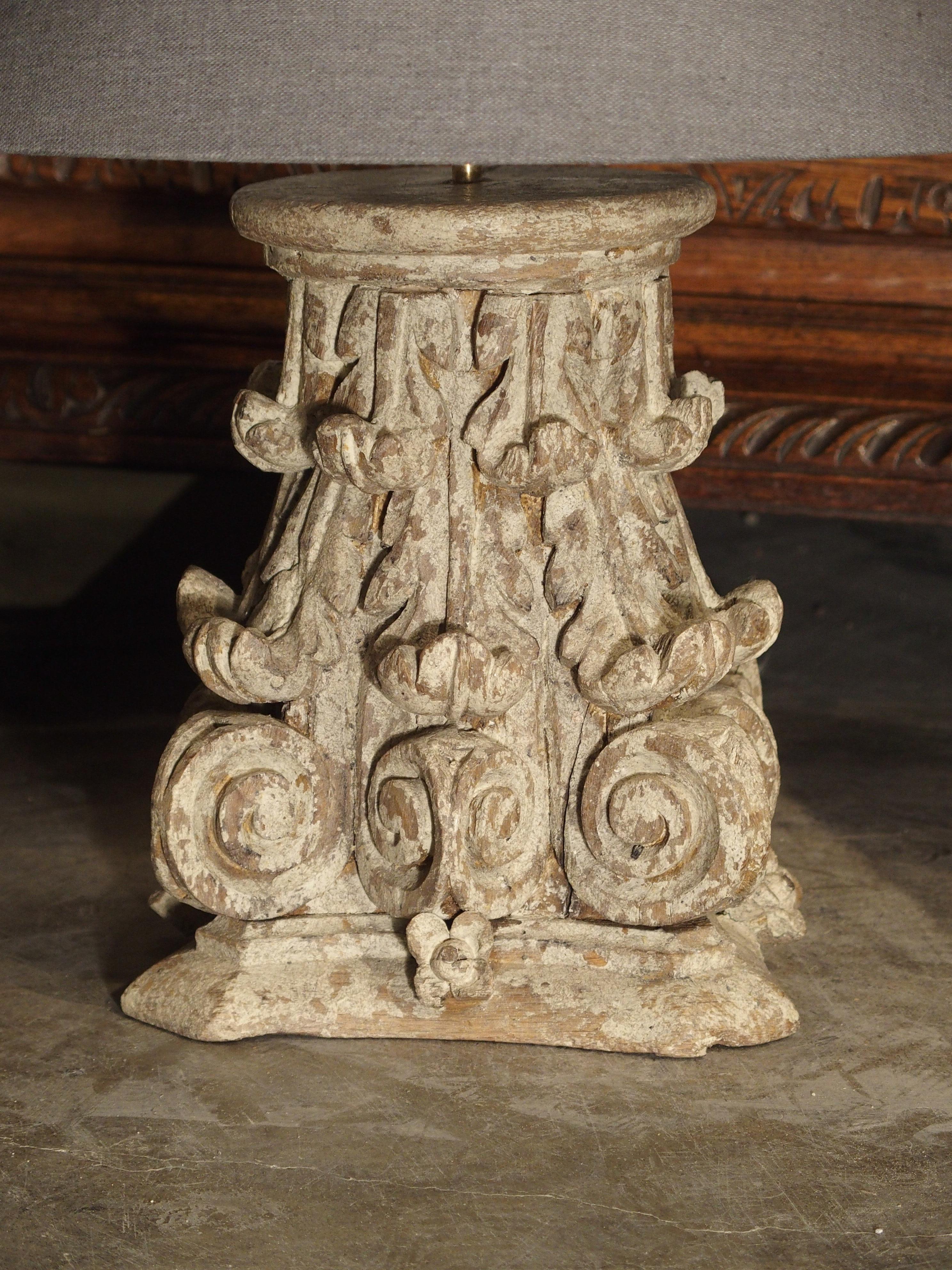 Pair of 18th Century Column Capital Lamps from France For Sale 9