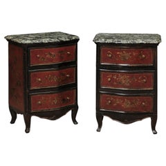 Pair of 18th Century Continental Chinoiserie Decorated Commodini