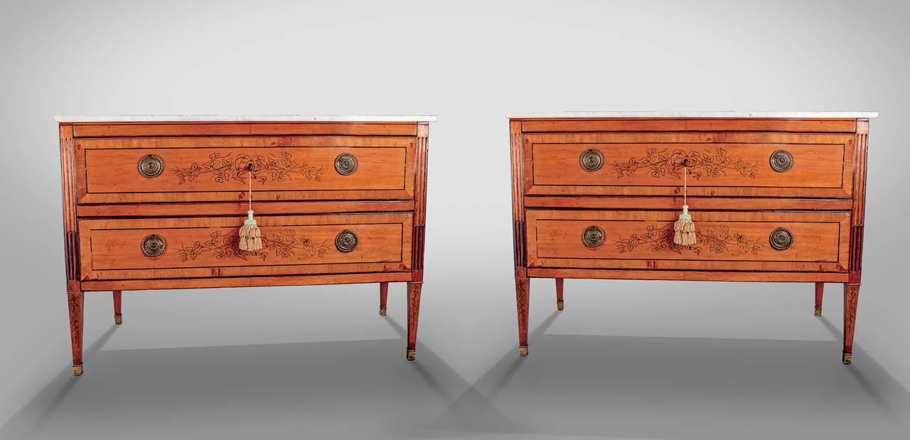 Louis XVI Pair of 18th Century Continental European Commodes