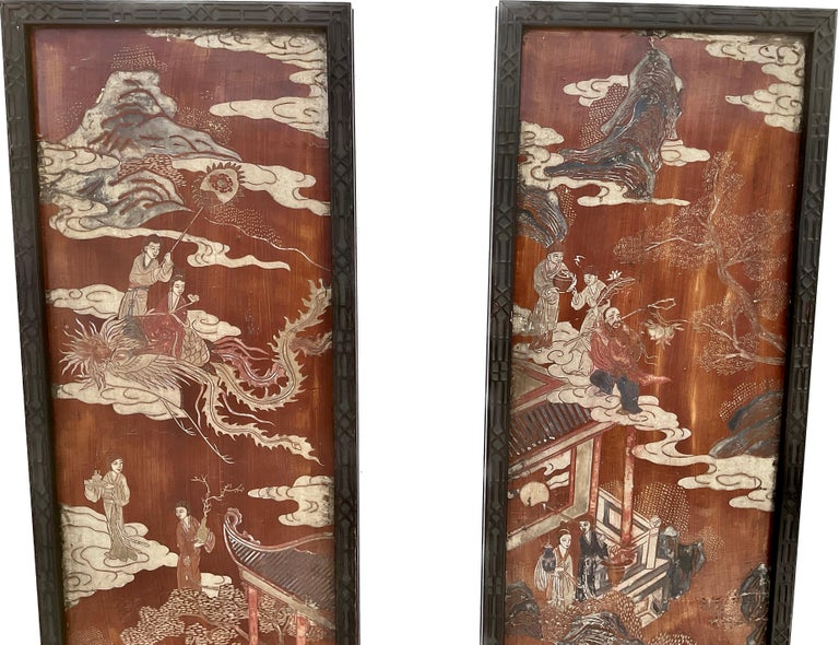 Pair of 18th Century Coromandel Panels with Chinese Chippendale Frames