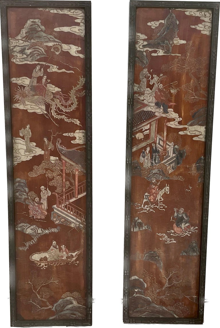 Pair of 18th Century Coromandel Panels with Chinese Chippendale Frames