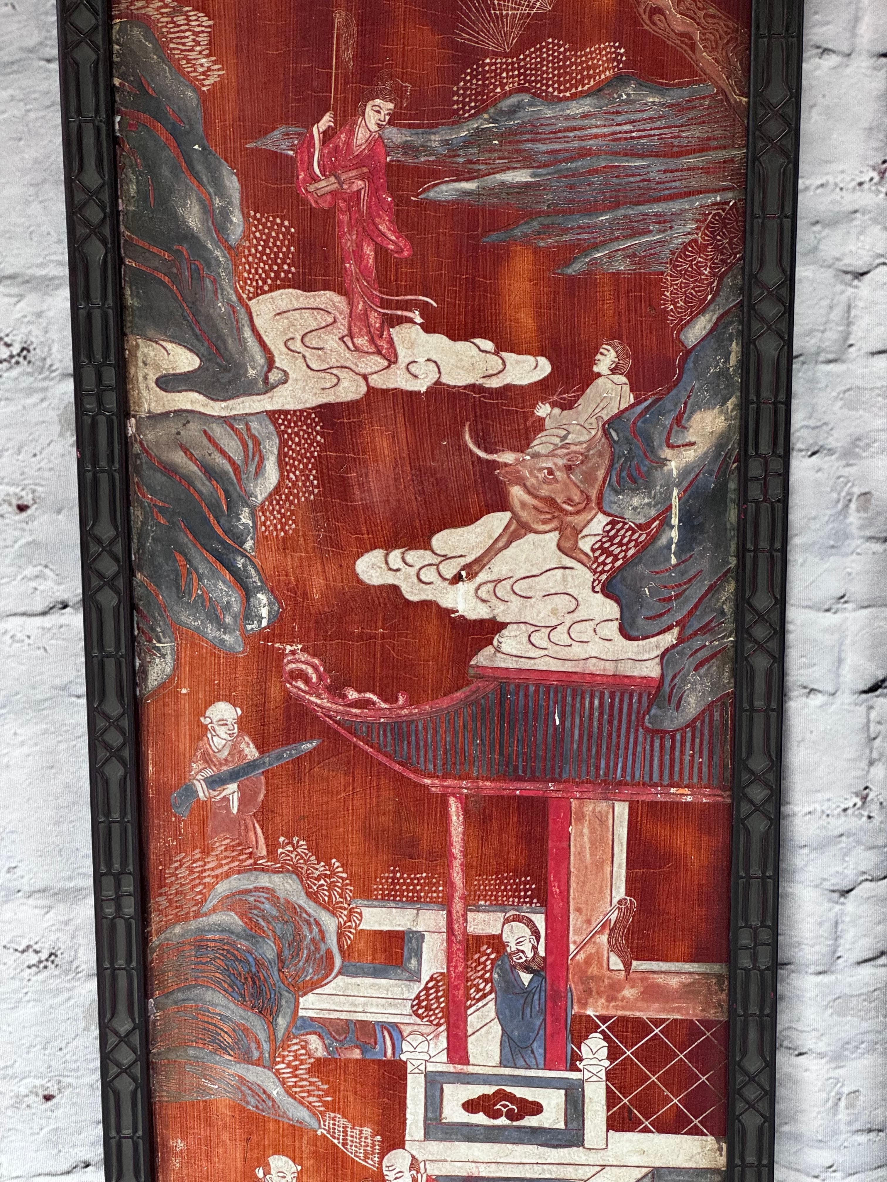 Pareja de paneles Coromandel del siglo XVIII con marcos Chippendale chinos en venta 2