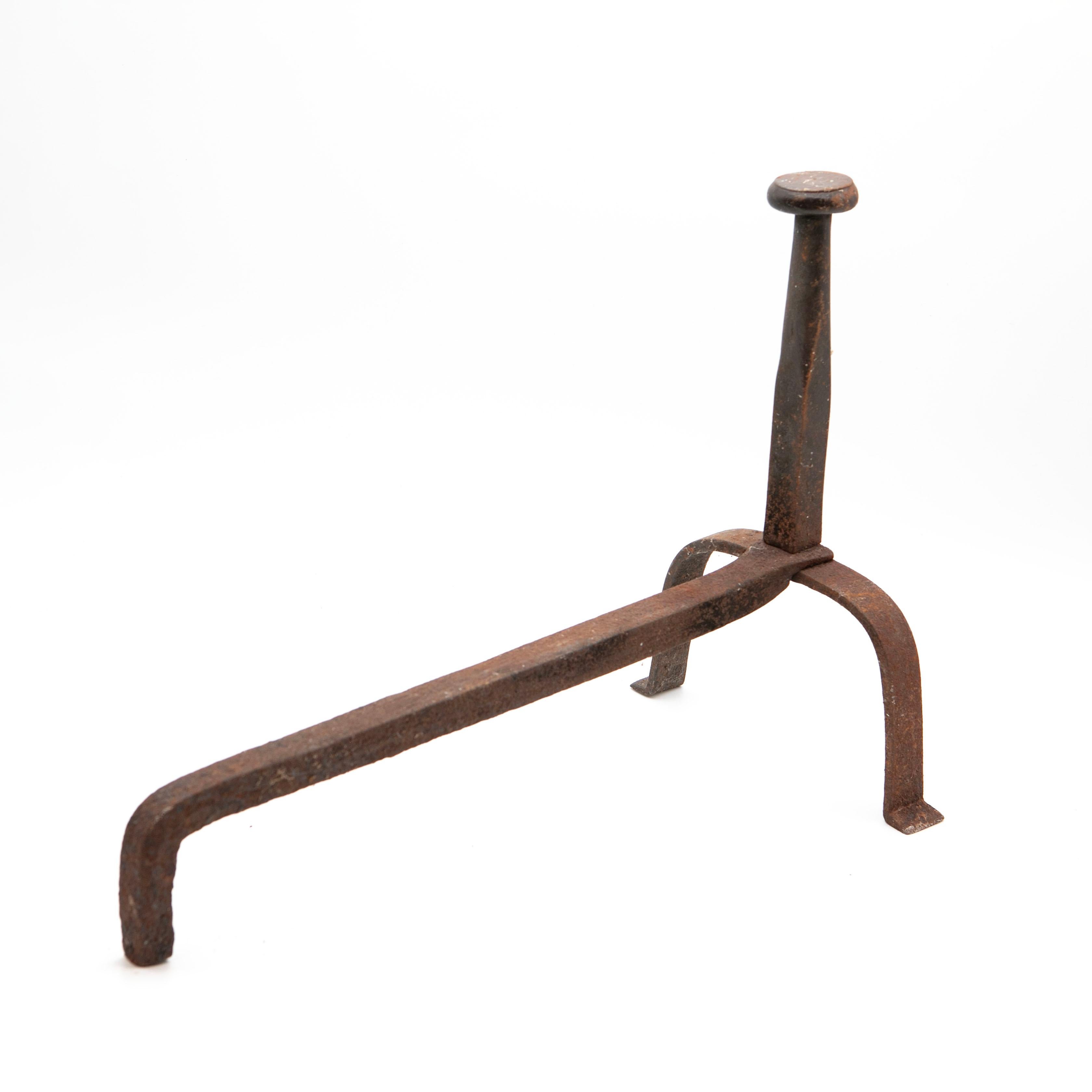 Pair of 18th Century Danish Baroque Wrought Iron Andirons For Sale 1