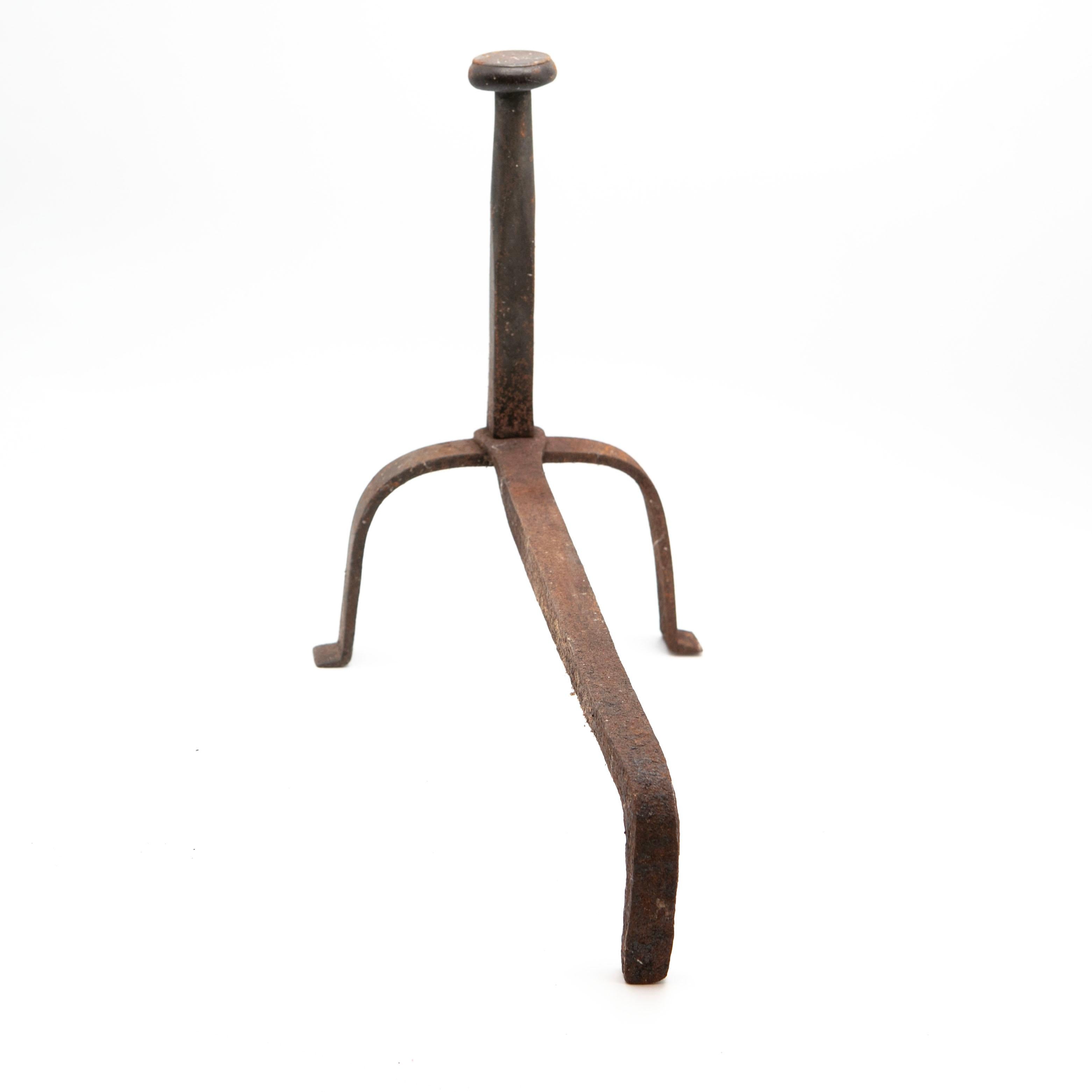 Pair of 18th Century Danish Baroque Wrought Iron Andirons For Sale 2