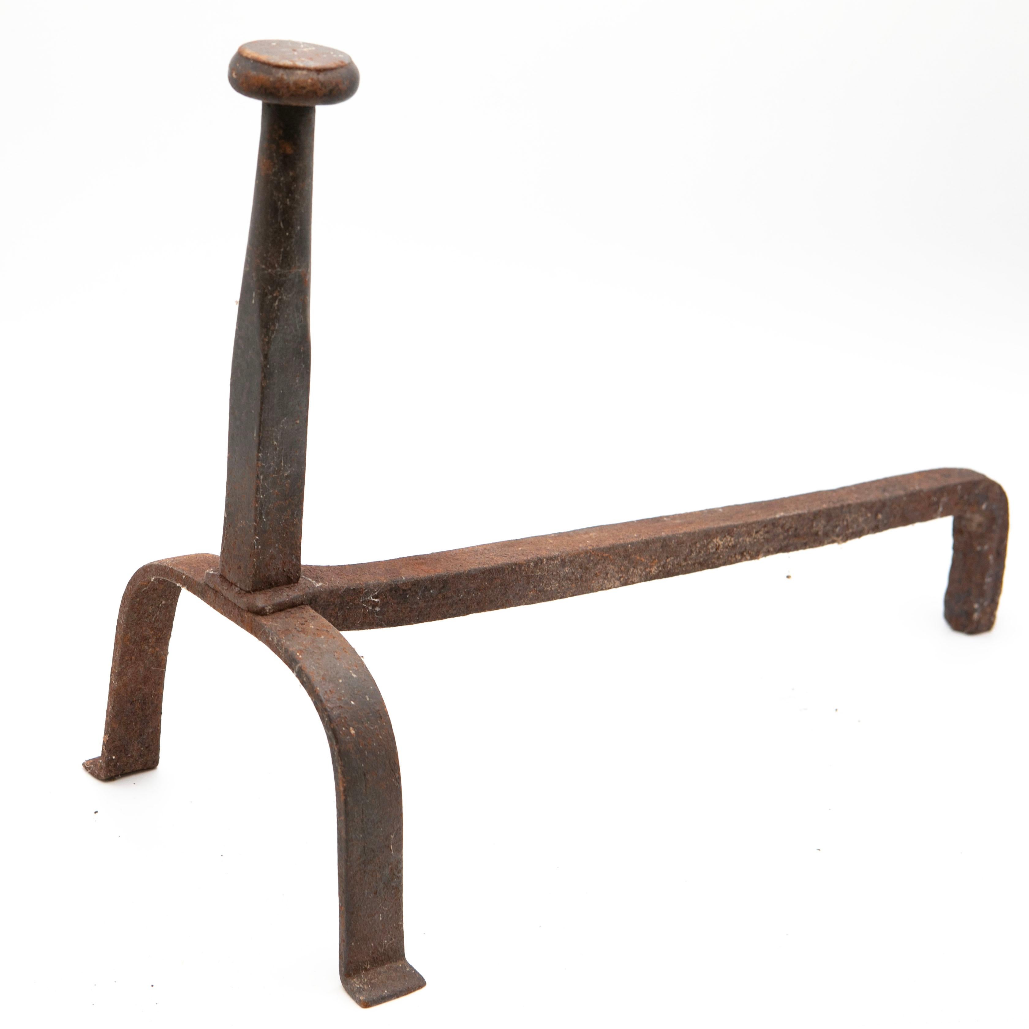 Pair of 18th Century Danish Baroque Wrought Iron Andirons For Sale 3