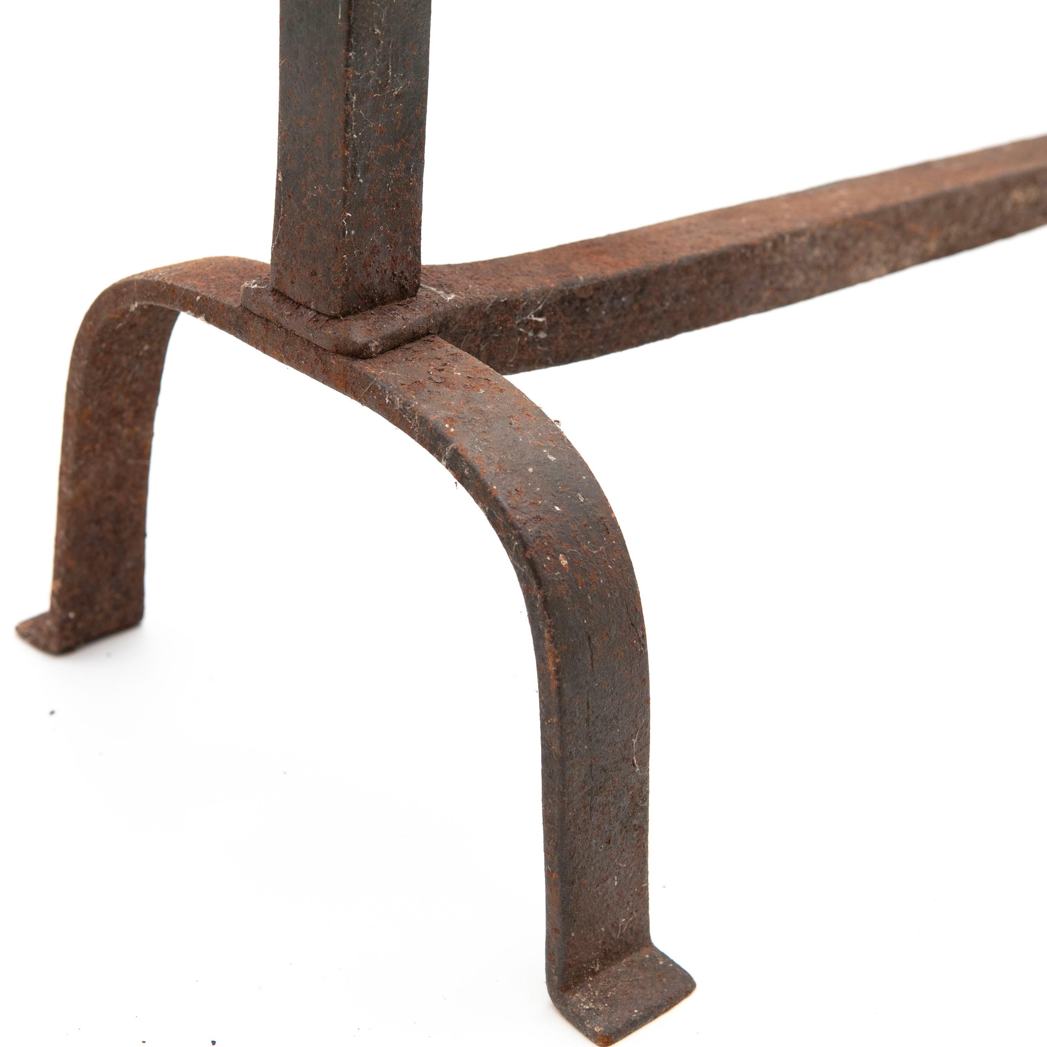Pair of 18th Century Danish Baroque Wrought Iron Andirons For Sale 4