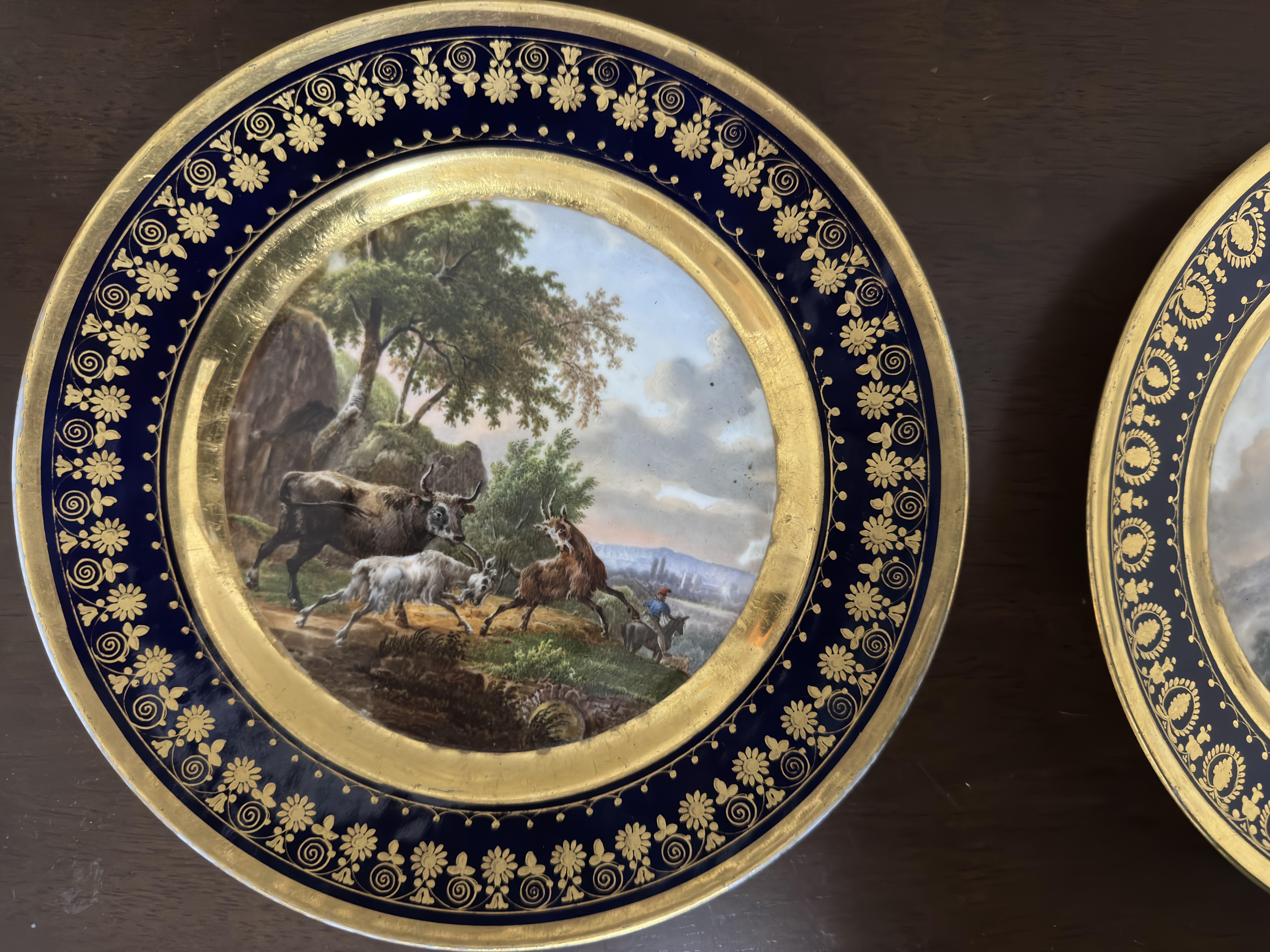 French Pair of Early 19th Century Darte Brothers Porcelain Plates For Sale